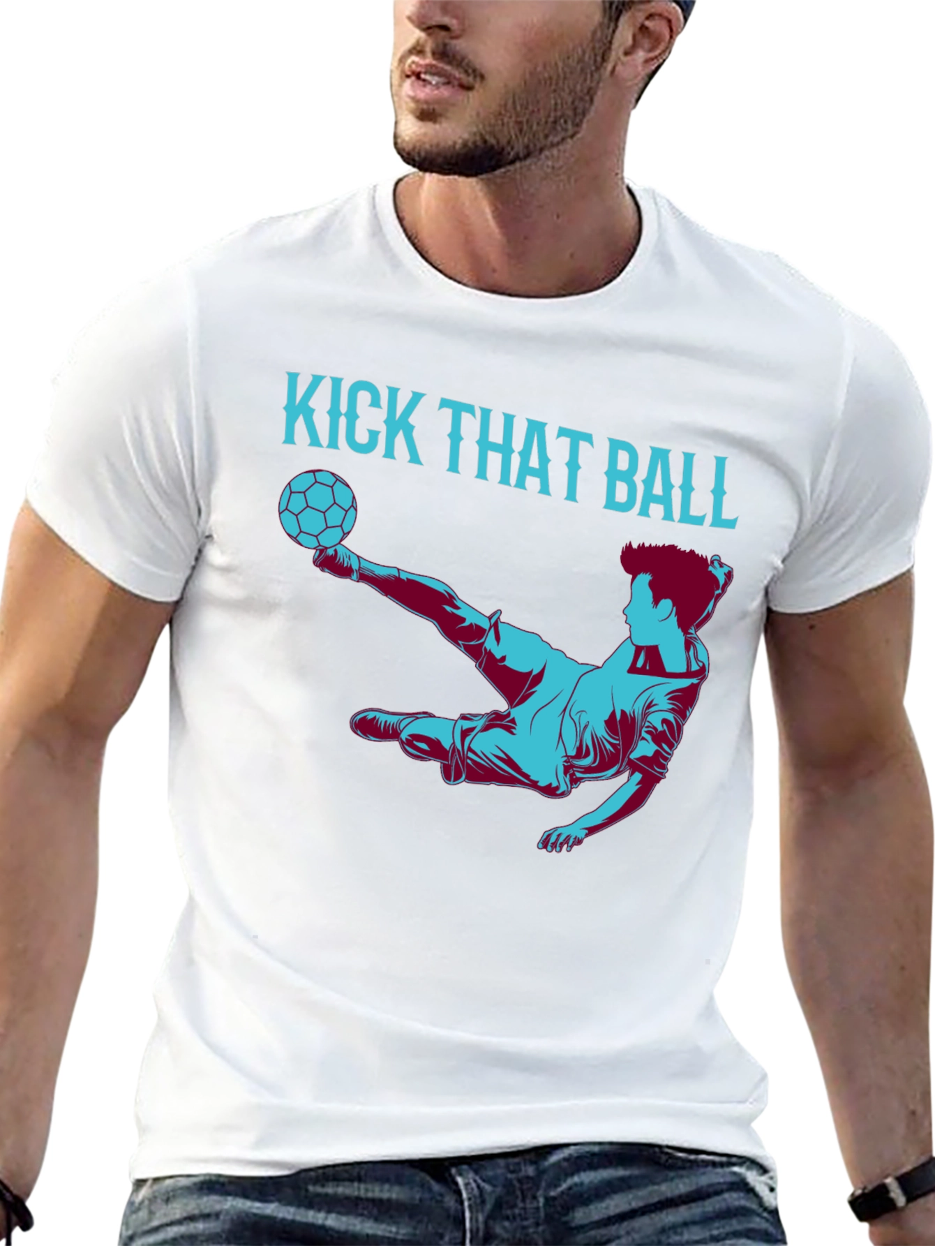 Kick That Ball Graphic Tee - Soccer Fan T-Shirt