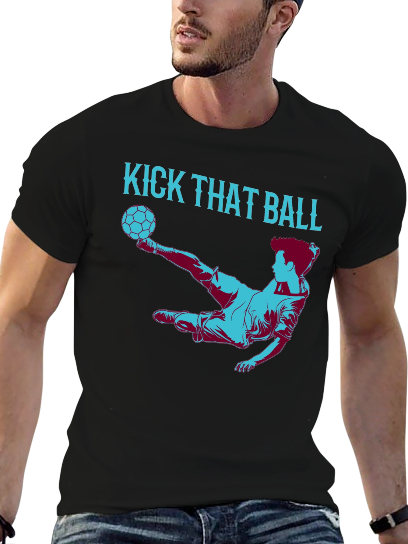 Kick That Ball Graphic Tee - Soccer Fan T-Shirt