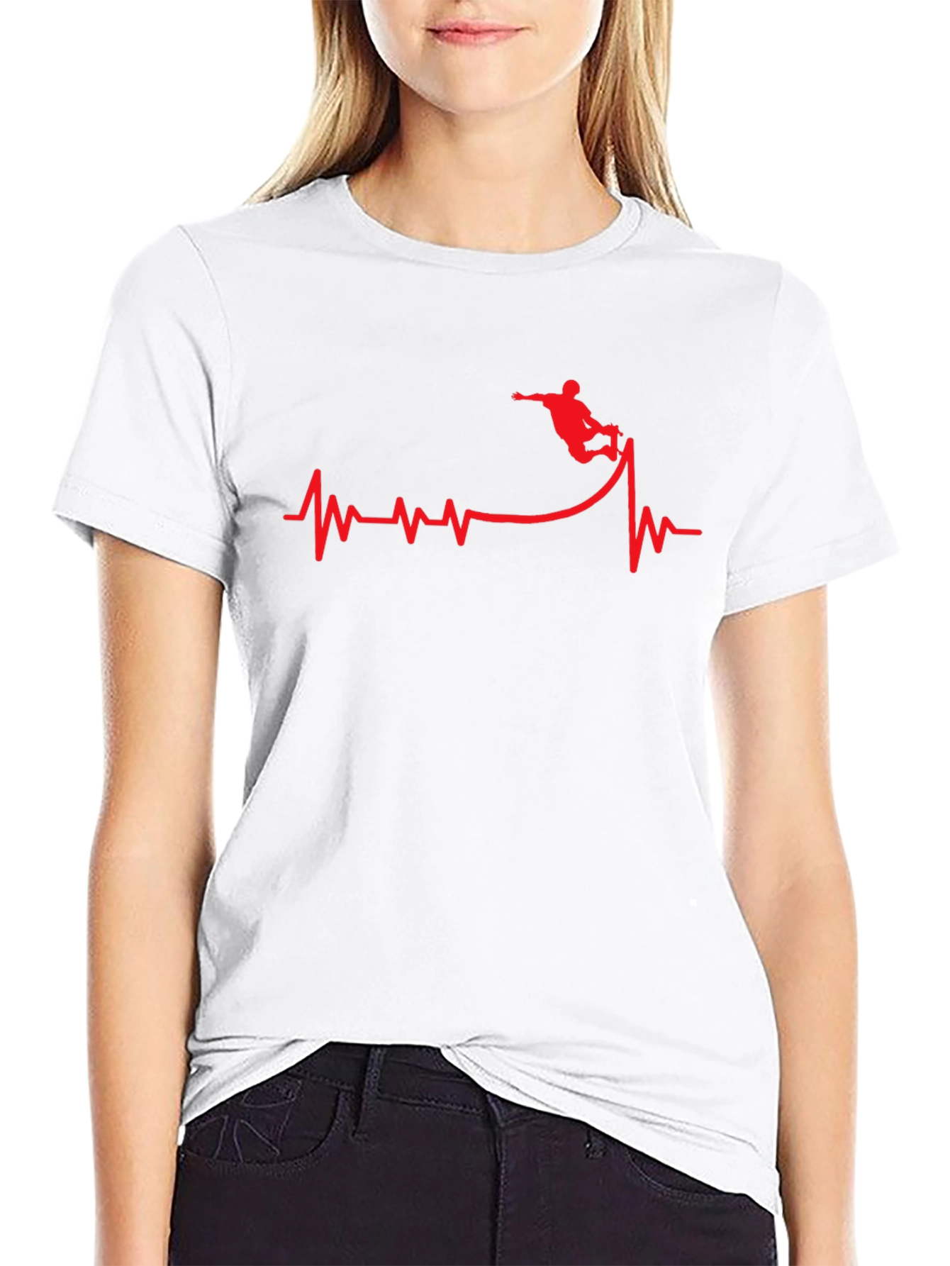 Skateboard Heartbeat Graphic Tee - Black