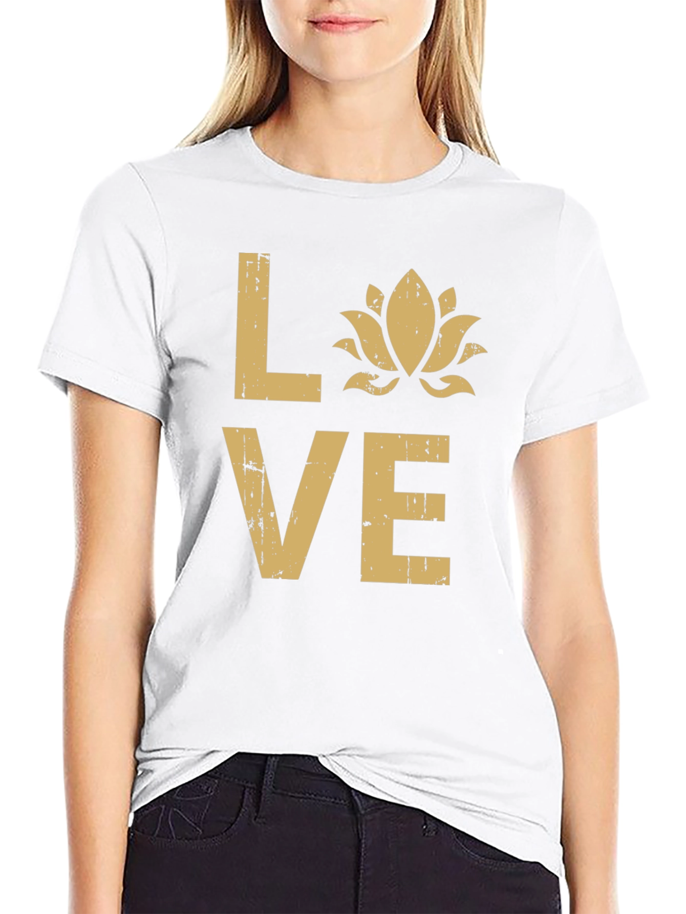Love Lotus Flower Graphic T-Shirt - Black