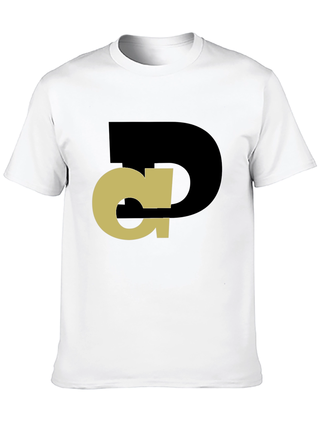 Abstract Initial T-Shirt - Black Tee with Gold Design