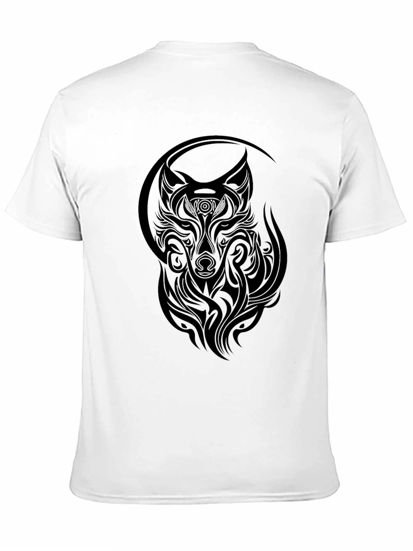 Tribal Wolf Graphic T-Shirt - Stylish Black Tee