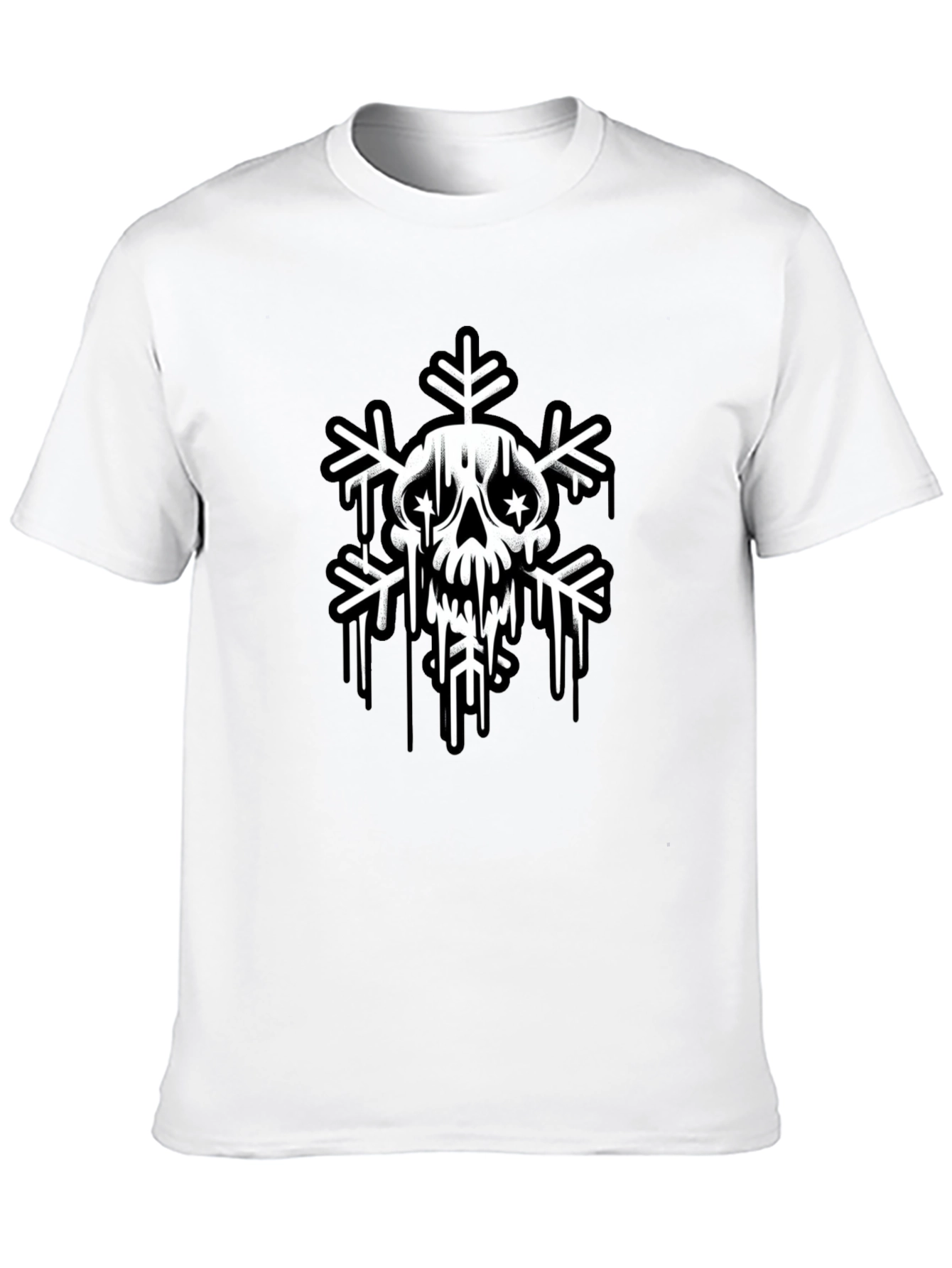 Skull Snowflake Graphic Tee - Black Cotton