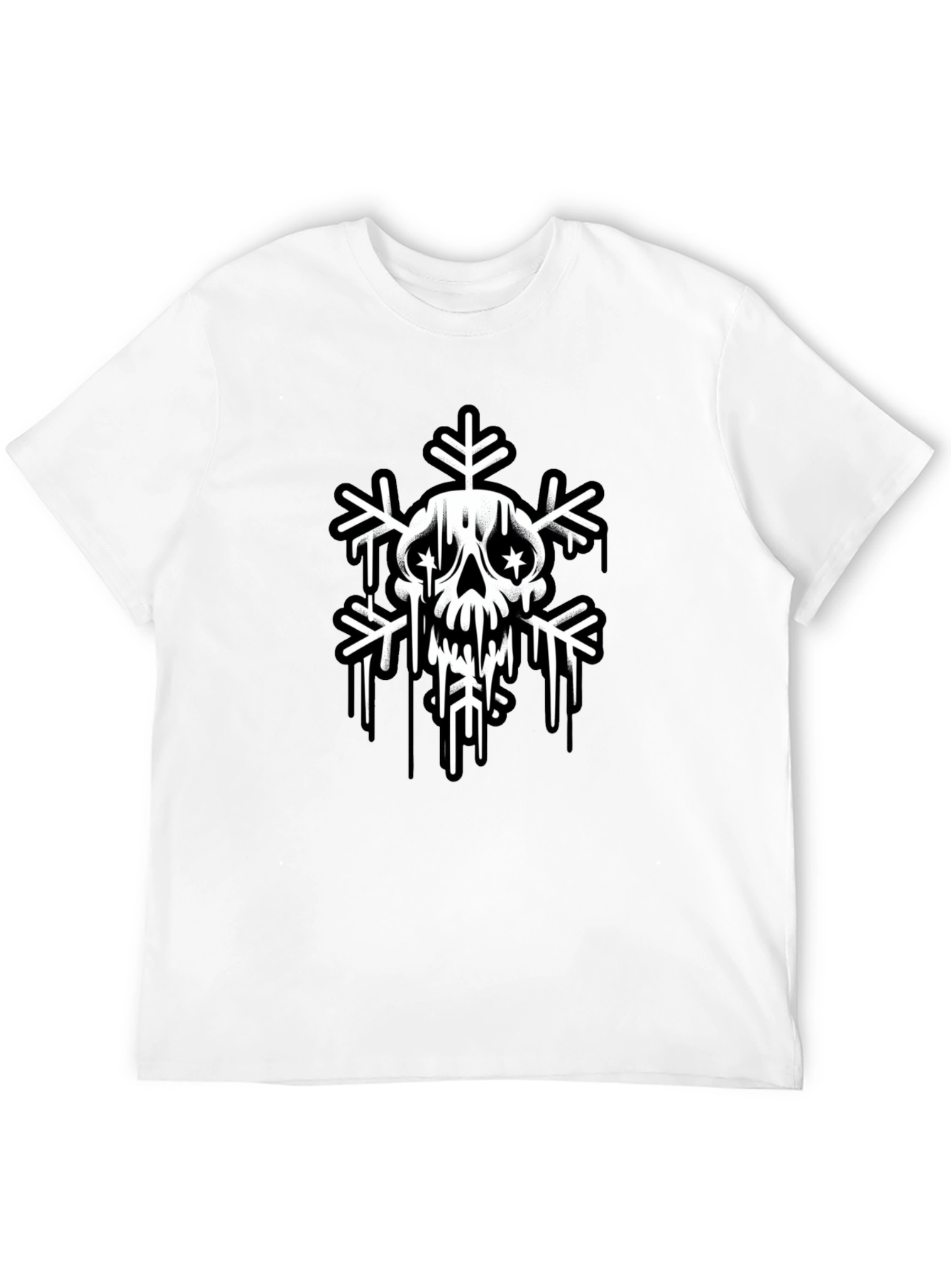 Skull Snowflake Graphic Tee - Black Cotton