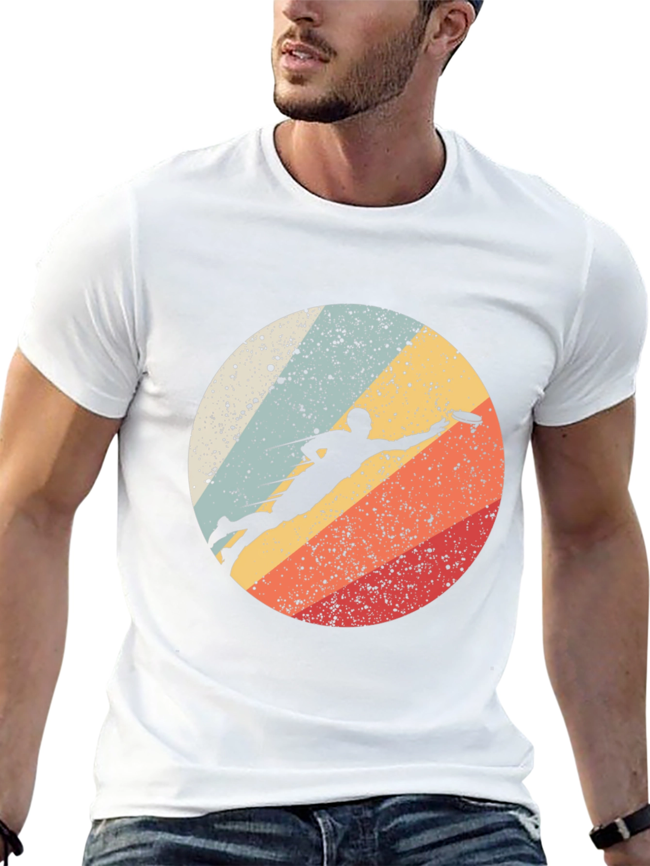 Ultimate Frisbee Throw Retro Style Black T-Shirt