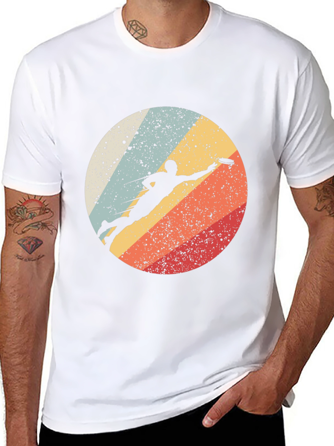 Ultimate Frisbee Throw Retro Style Black T-Shirt