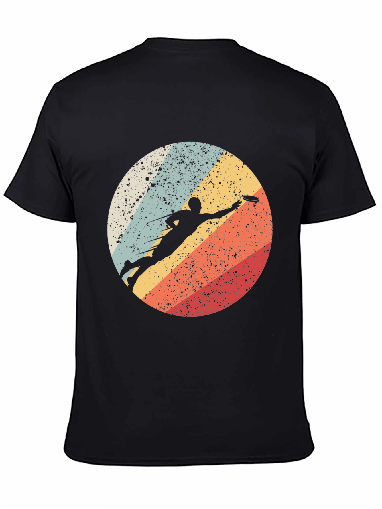 Ultimate Frisbee Throw Retro Style Black T-Shirt