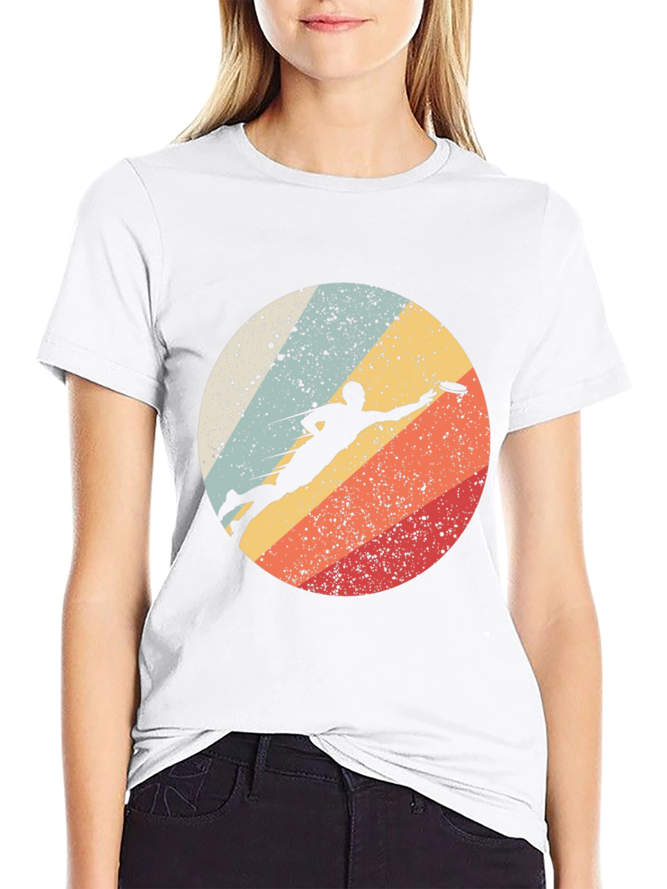 Ultimate Frisbee Throw Retro Style Black T-Shirt