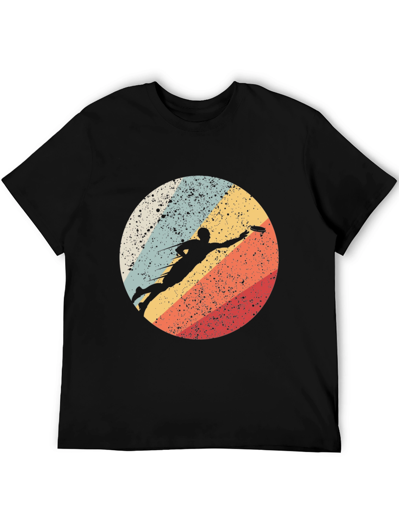 Ultimate Frisbee Throw Retro Style Black T-Shirt