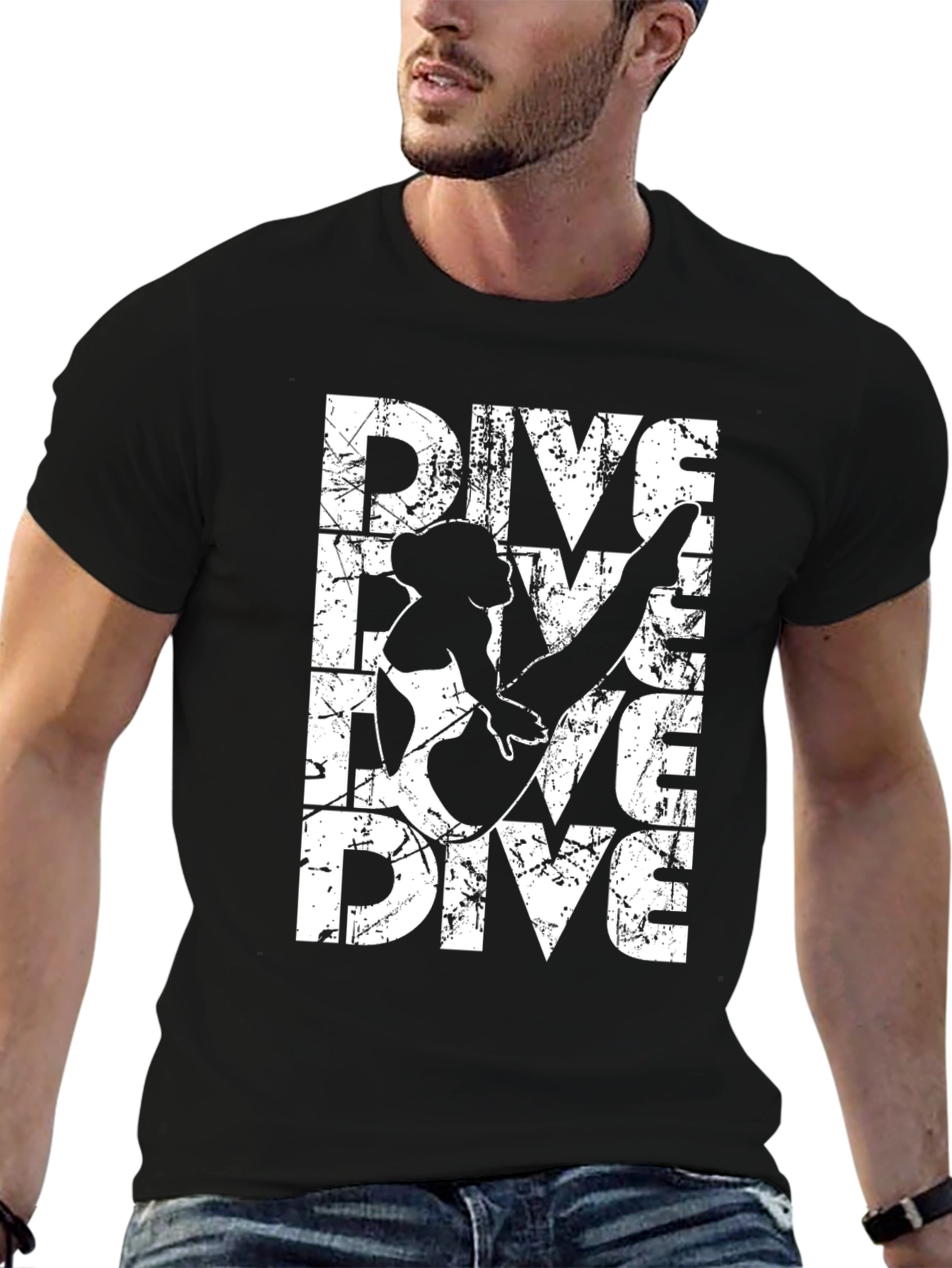 Dive Graphic Tee - Black Cotton T-Shirt