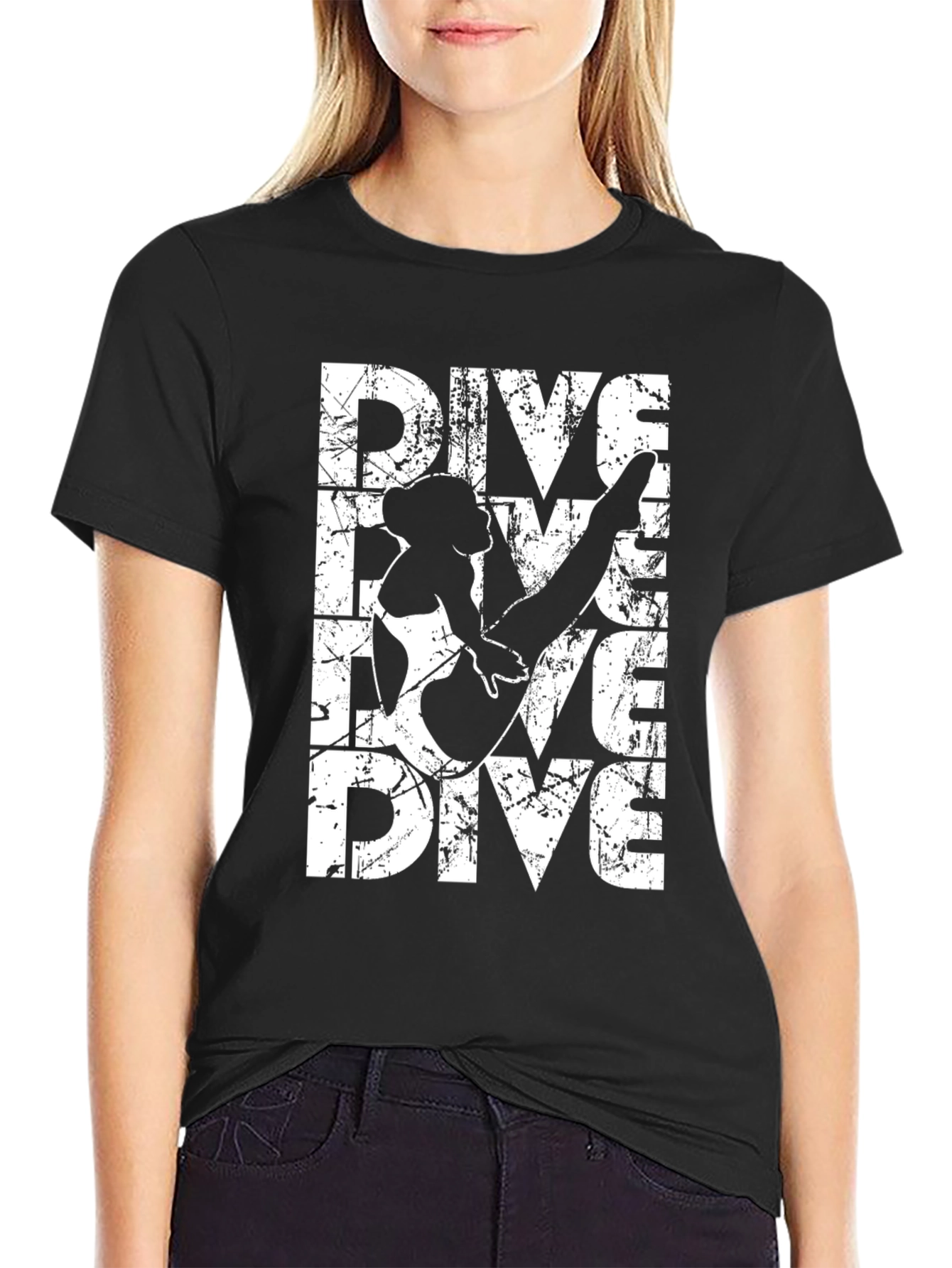Dive Graphic Tee - Black Cotton T-Shirt