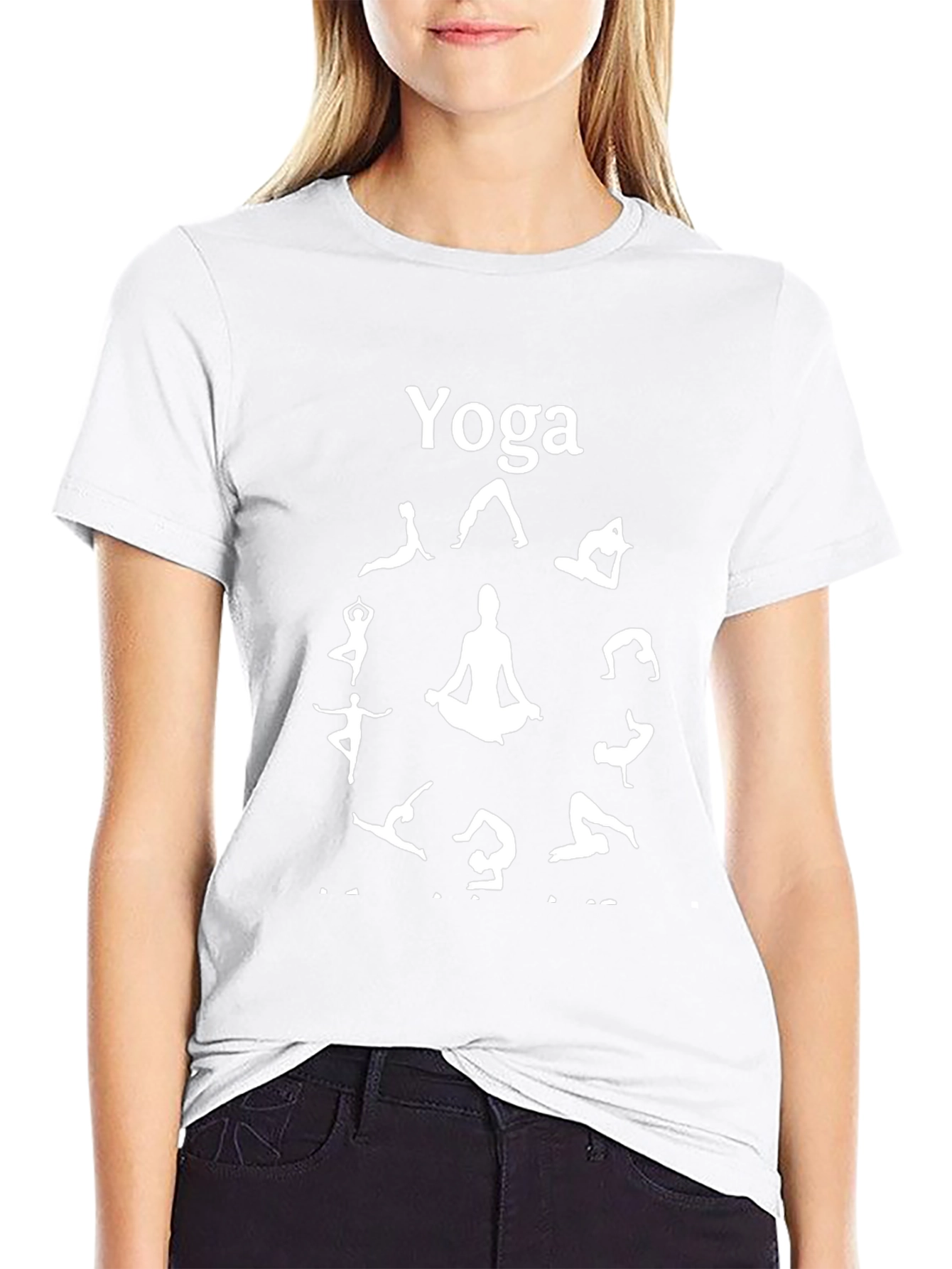 Yoga Pose Graphic Tee - Black Cotton T-Shirt