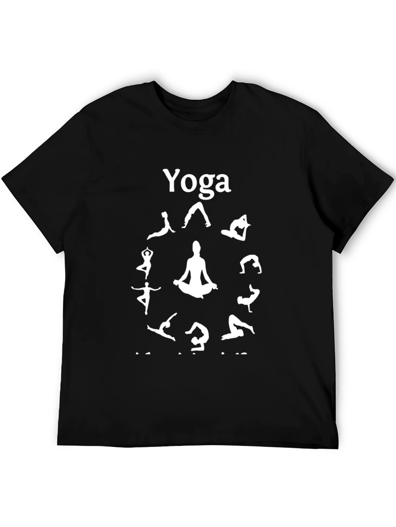 Yoga Pose Graphic Tee - Black Cotton T-Shirt
