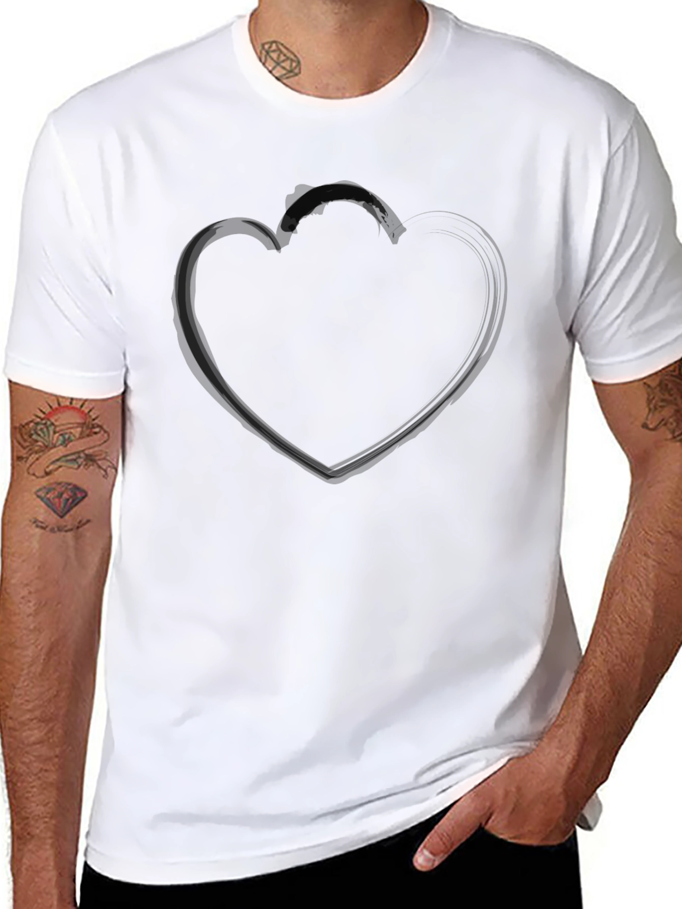 Black Heart Graphic Tee - Stylish Mens Casual Shirt