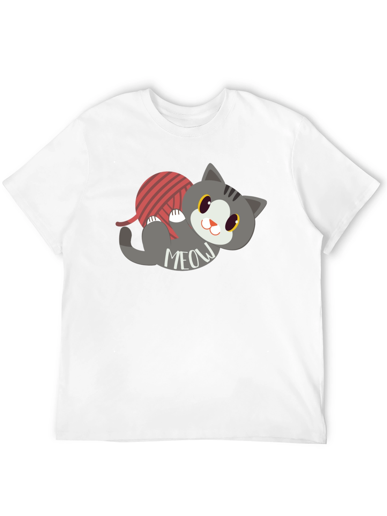 Cute Meow Cat T-Shirt - Yarn Ball Fun!