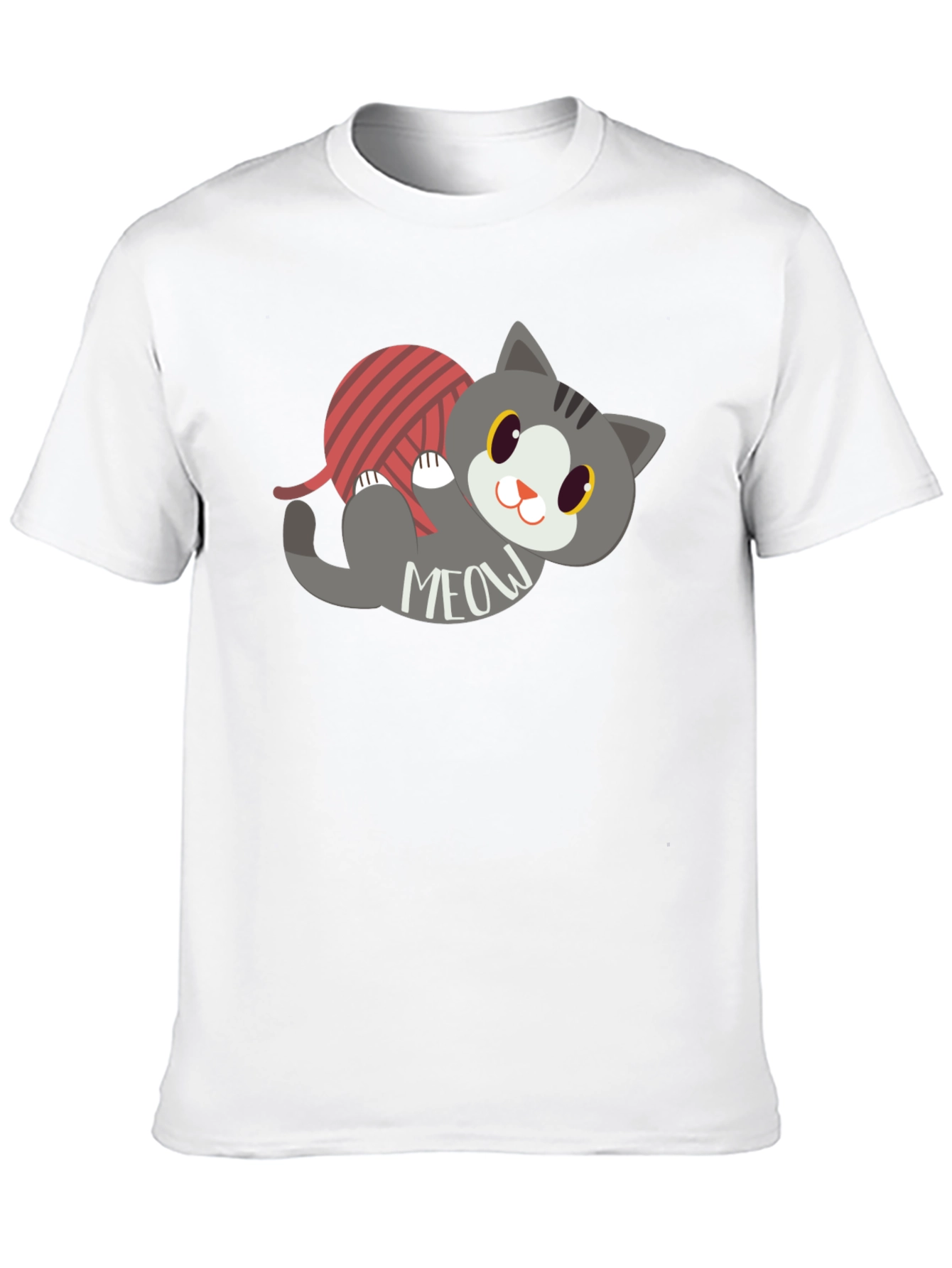Cute Meow Cat T-Shirt - Yarn Ball Fun!