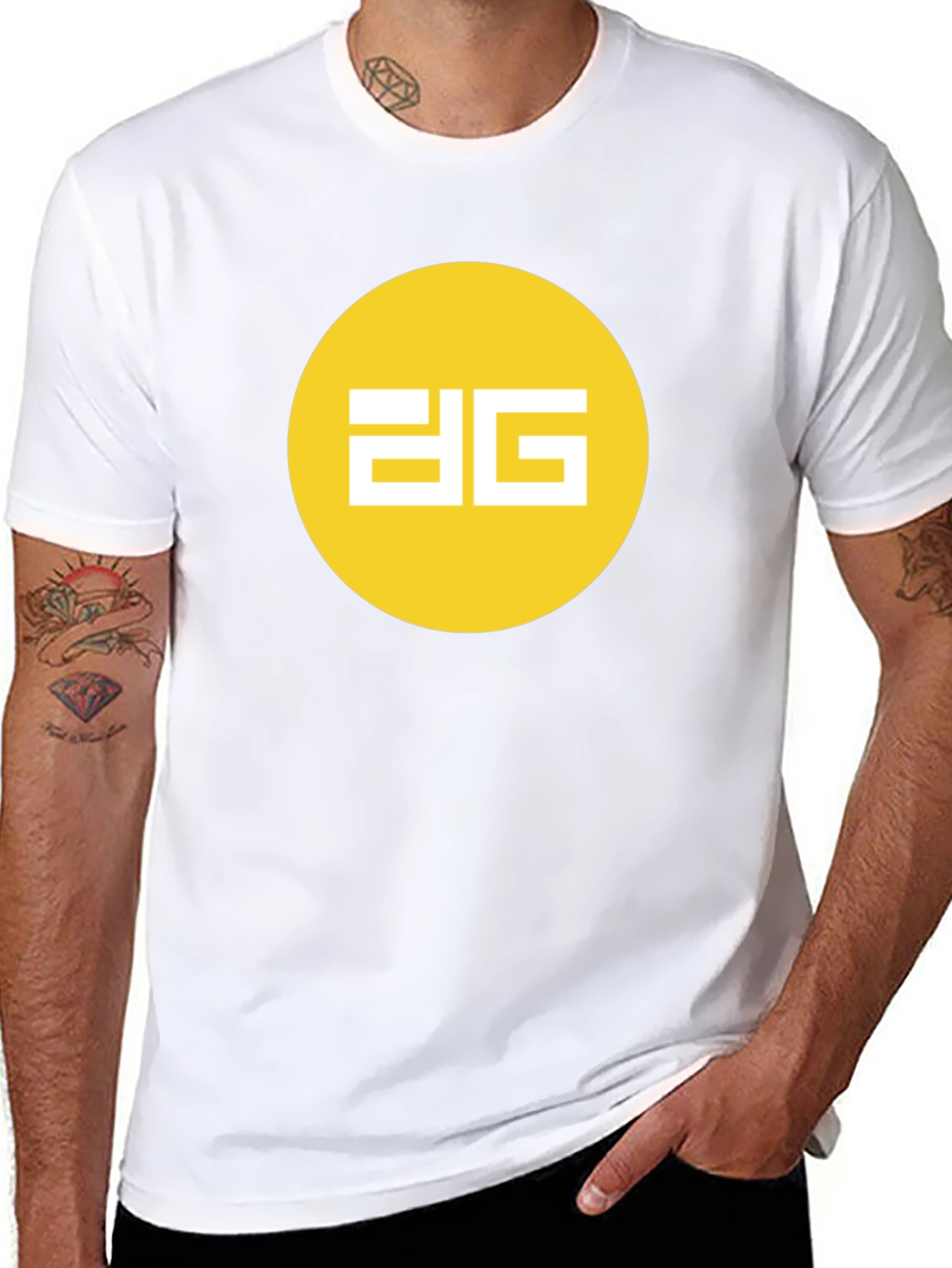 Modern Black Tee - Yellow Circle Graphic Design
