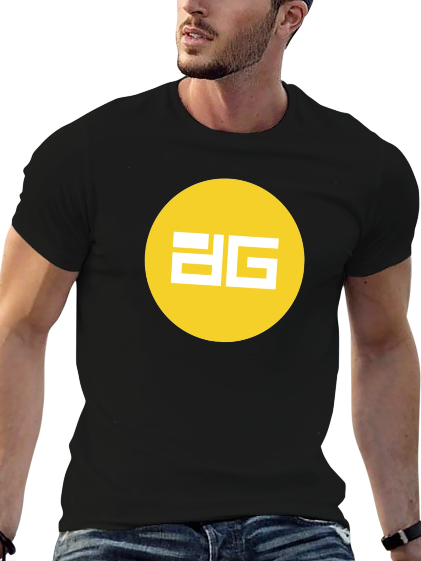Modern Black Tee - Yellow Circle Graphic Design
