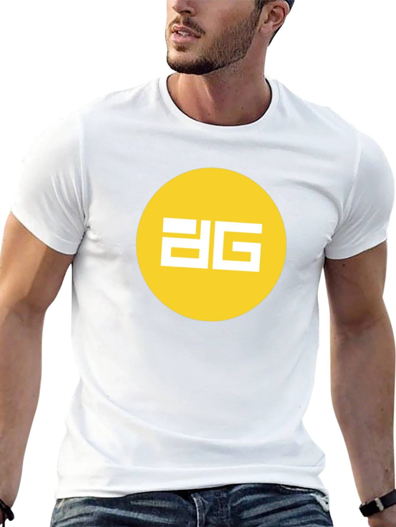 Modern Black Tee - Yellow Circle Graphic Design