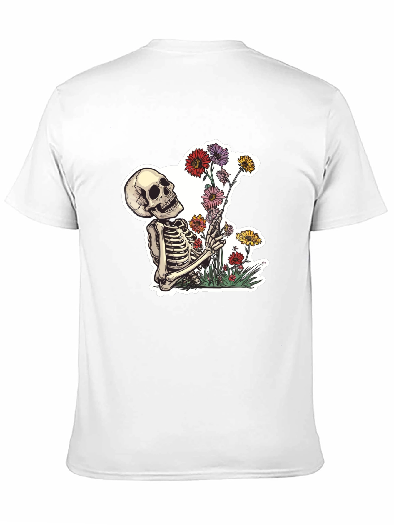 Skeleton with Flowers Graphic T-Shirt