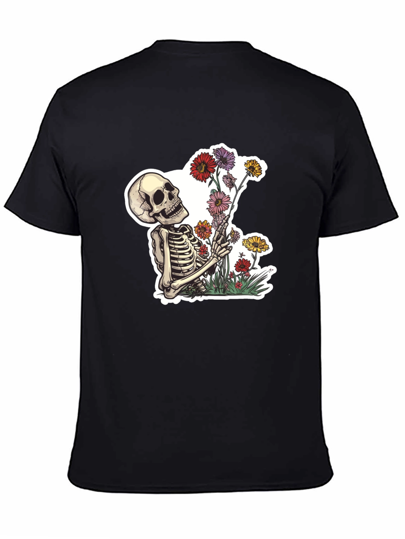 Skeleton with Flowers Graphic T-Shirt
