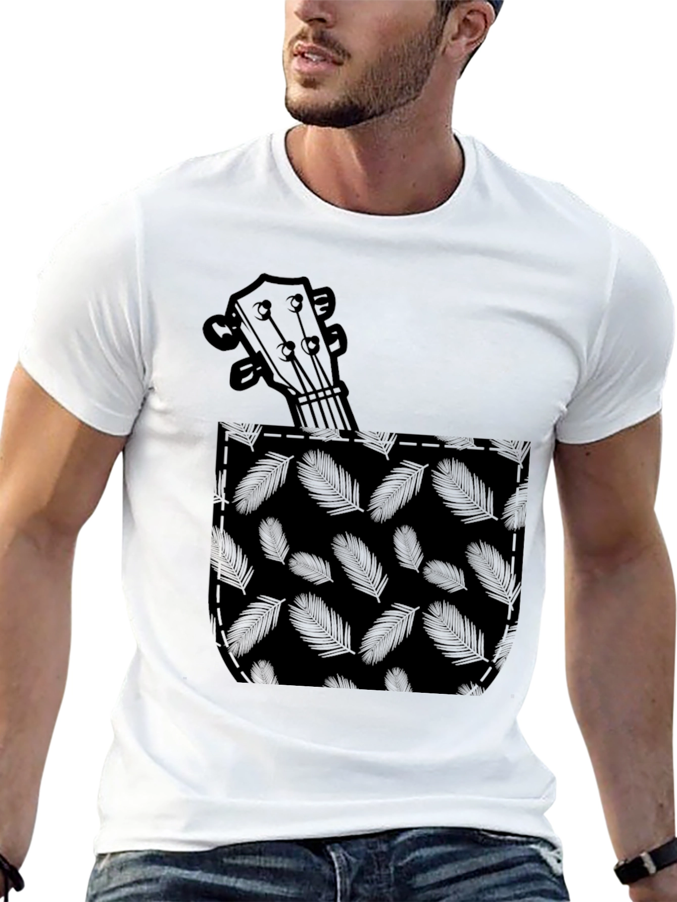 Ukulele Pocket Graphic Tee - Soft Cotton Blend