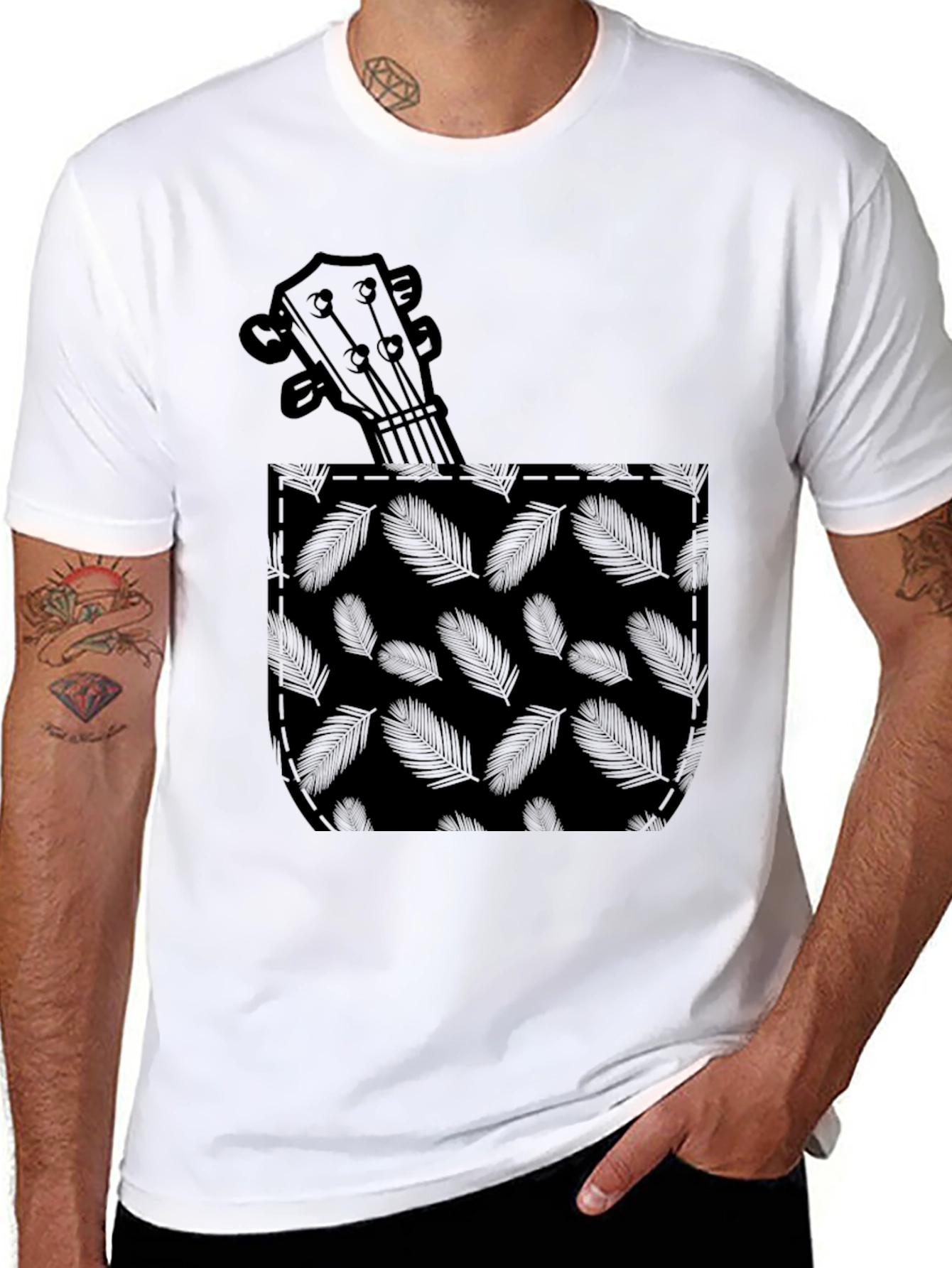 Ukulele Pocket Graphic Tee - Soft Cotton Blend