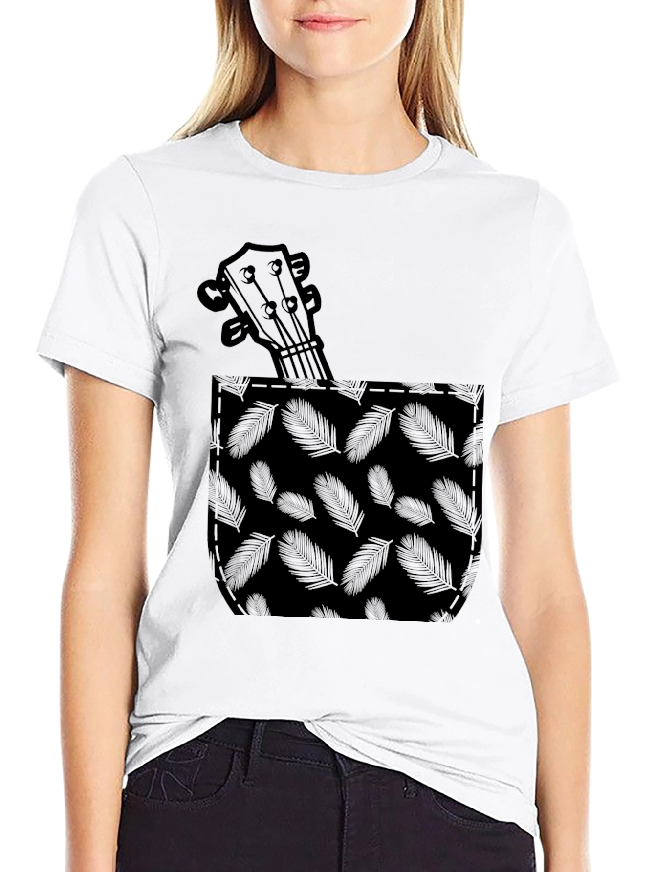 Ukulele Pocket Graphic Tee - Soft Cotton Blend