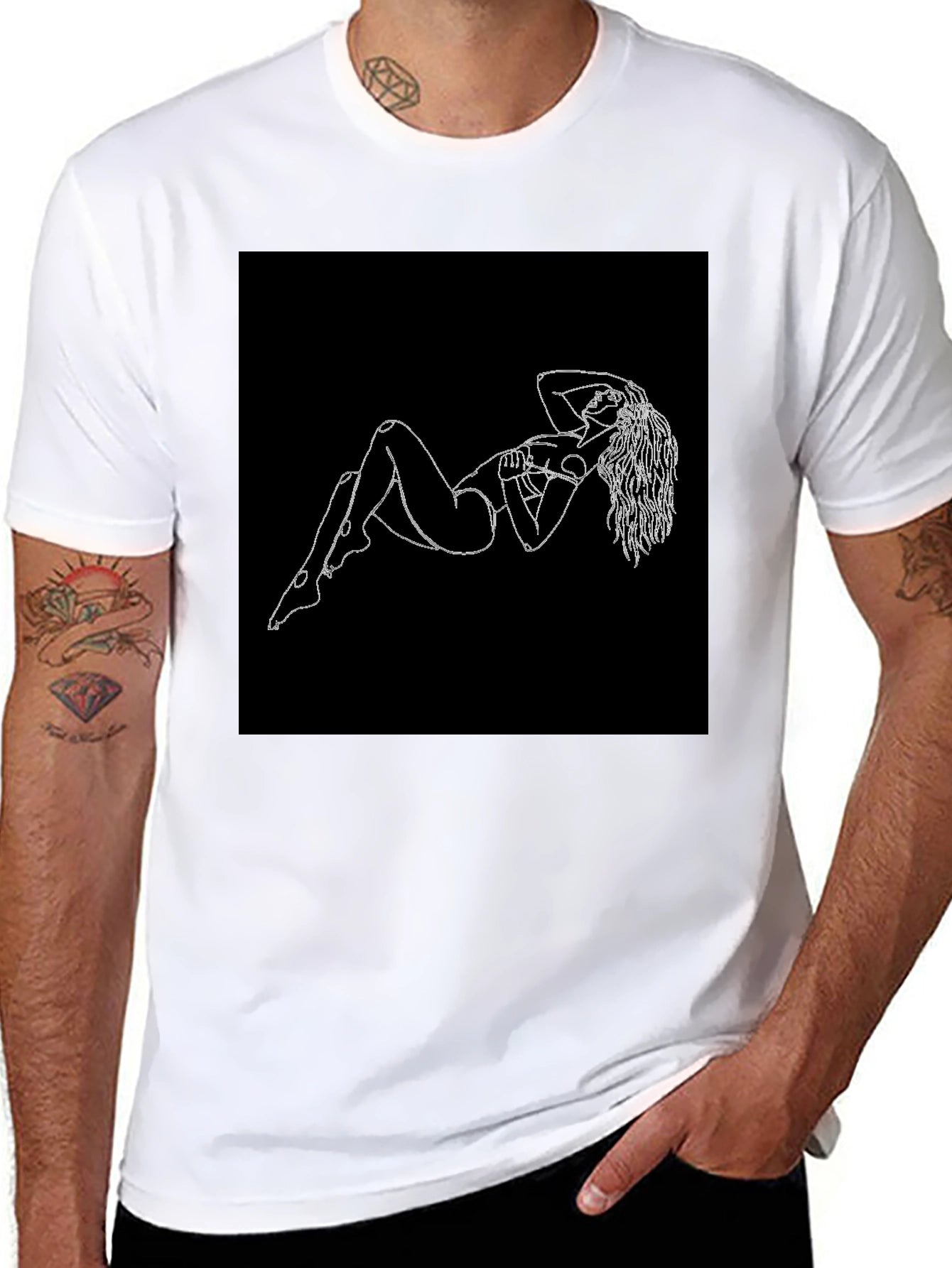 Black T-Shirt with Figure Print