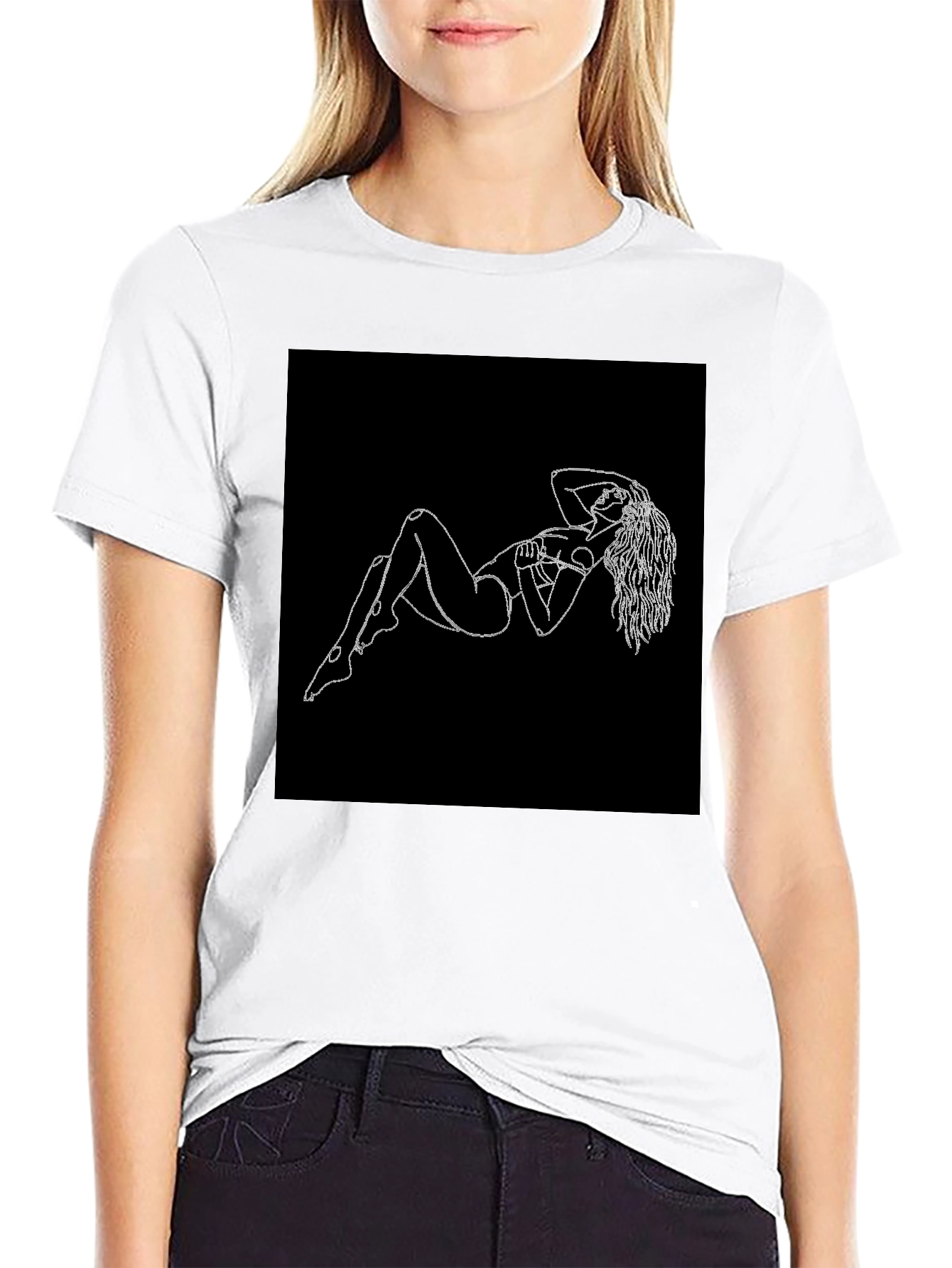 Black T-Shirt with Figure Print