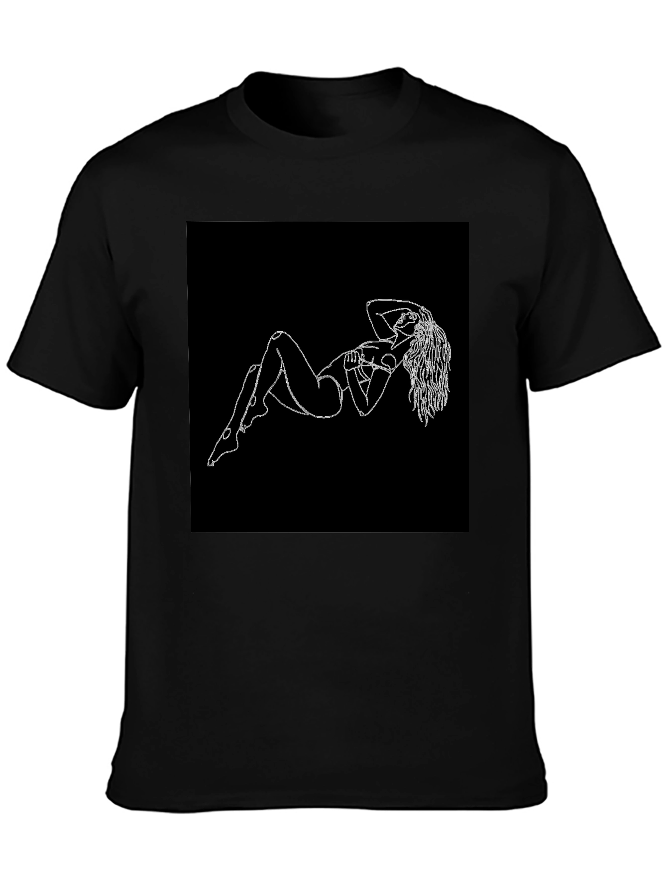 Black T-Shirt with Figure Print