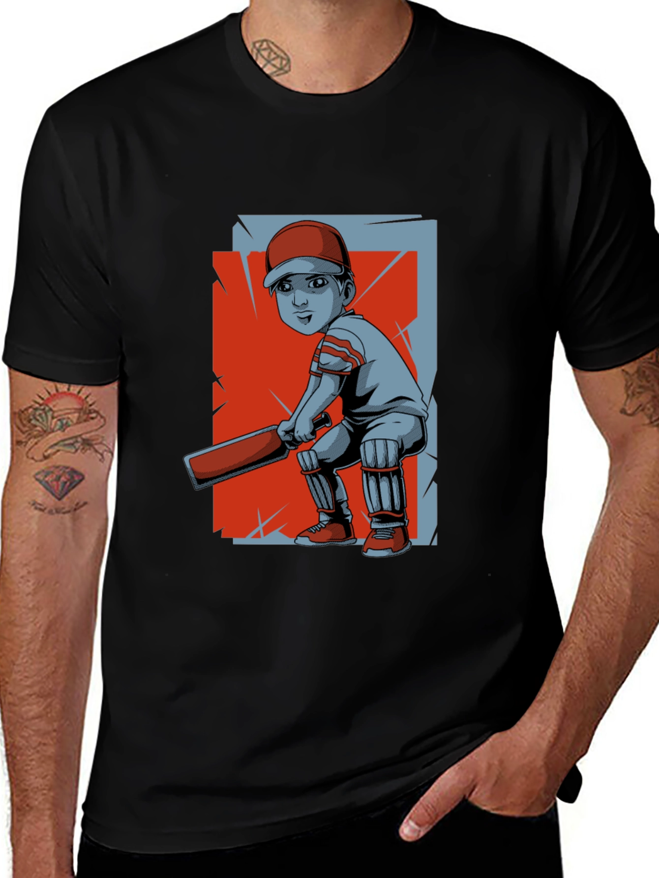 Cricket Player Graphic Tee - Trendy Sportswear