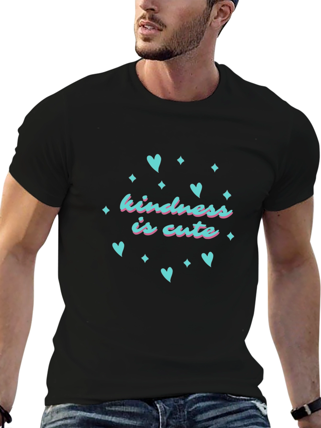 Kindness is Cute T-Shirt - Black Crew Neck