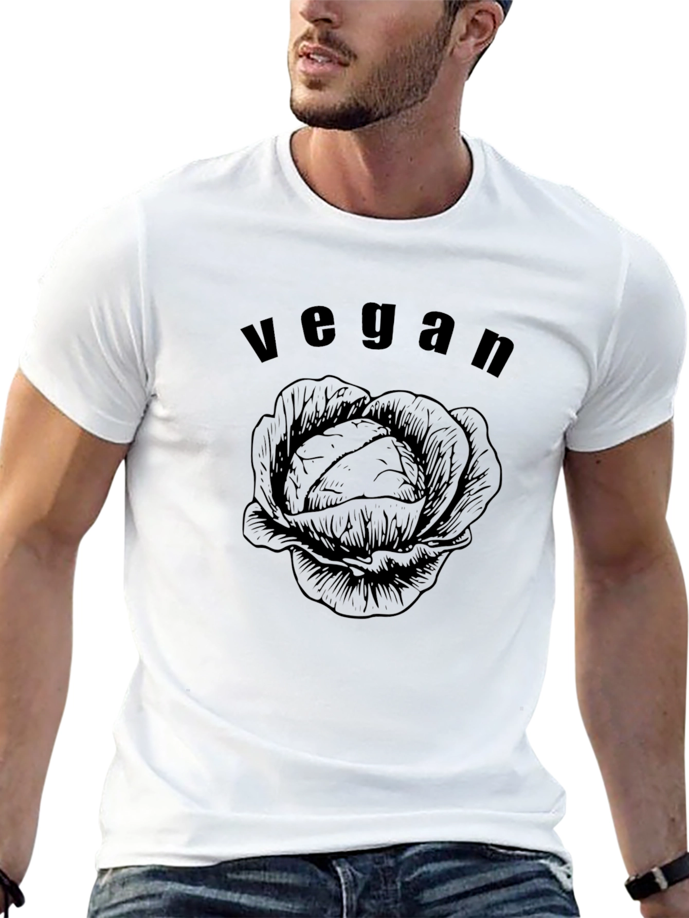 Vegan Cabbage Graphic Tee - Black