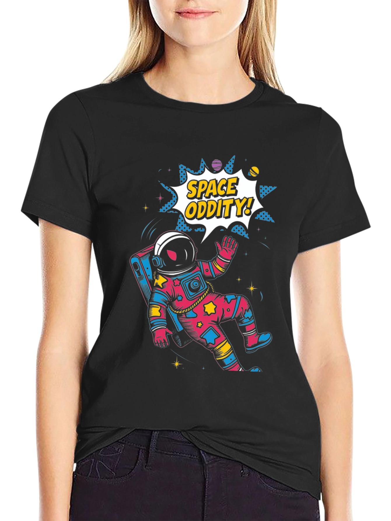 Space Oddity Graphic Tee - Black Cotton Blend