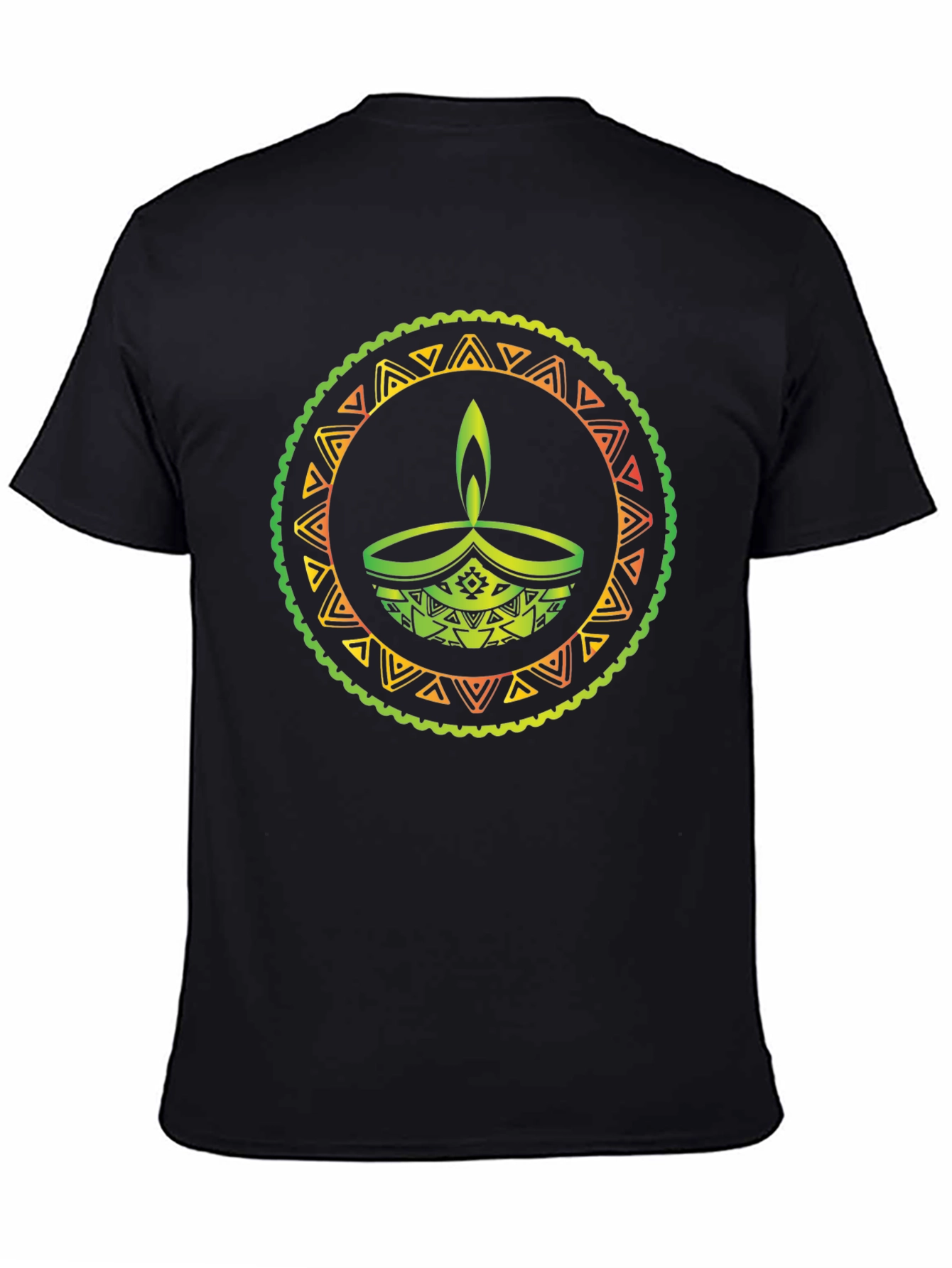 Diwali Lamp Graphic Tee - Black