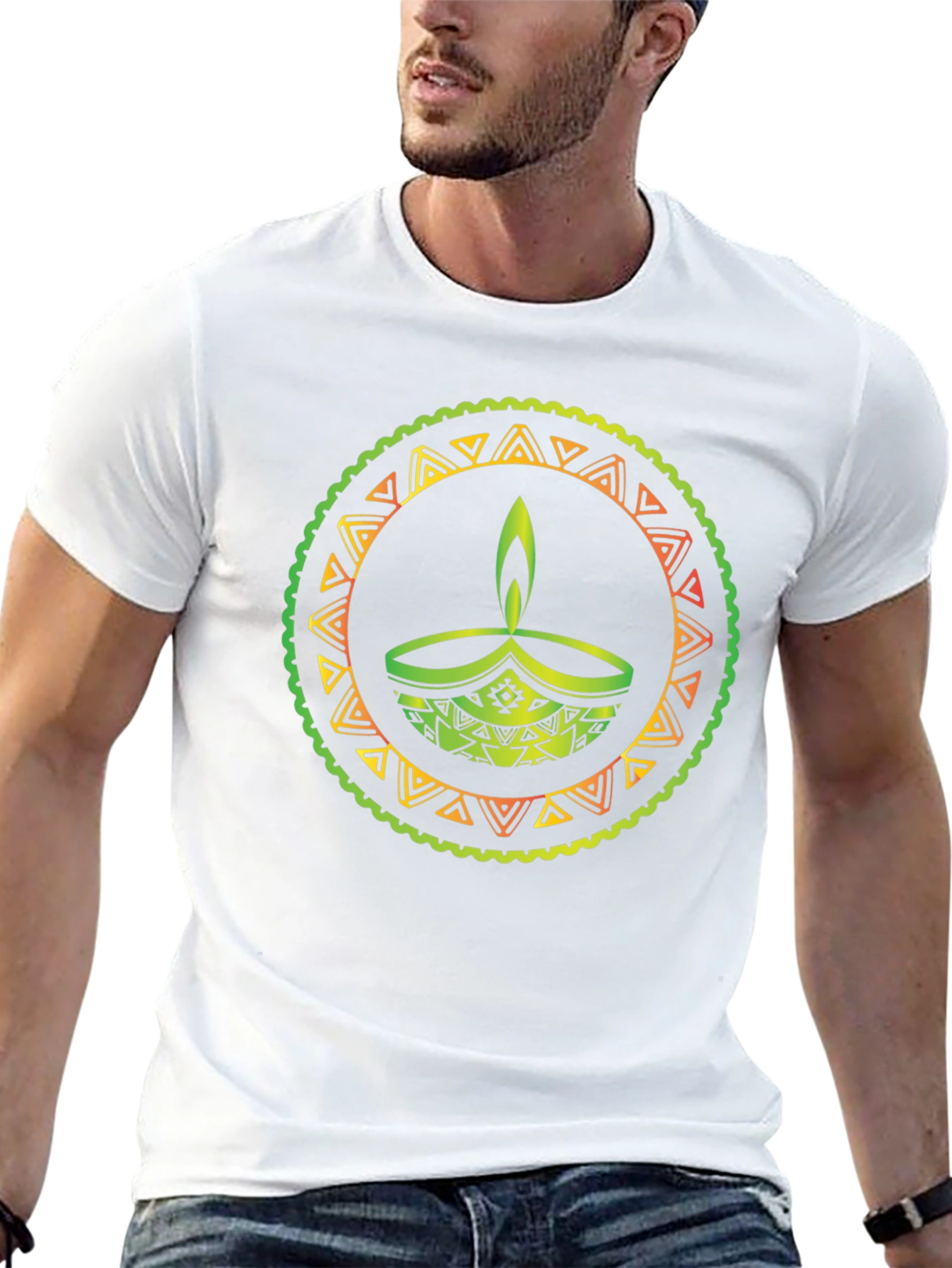 Diwali Lamp Graphic Tee - Black