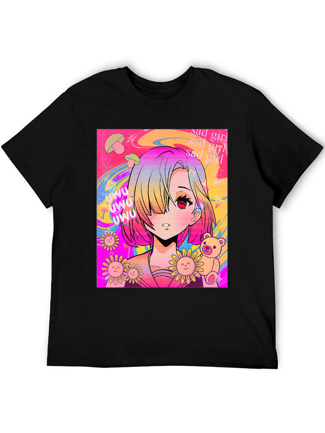 Anime Girl Graphic Tee - Trendy Kawaii Style