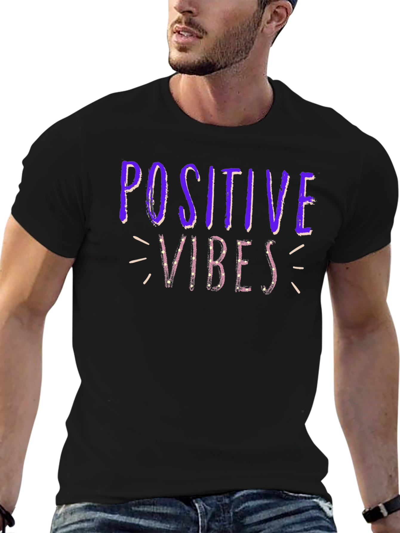 Positive Vibes Graphic T-Shirt - Black