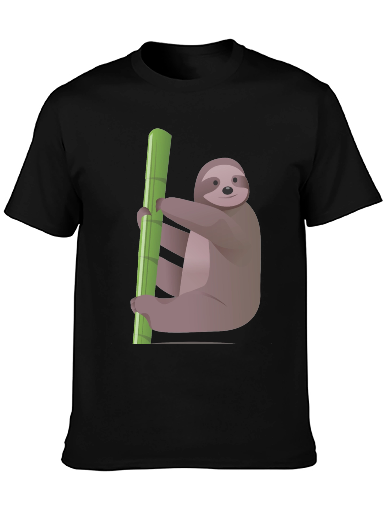 Cute Sloth Hugging Bamboo T-Shirt - Black