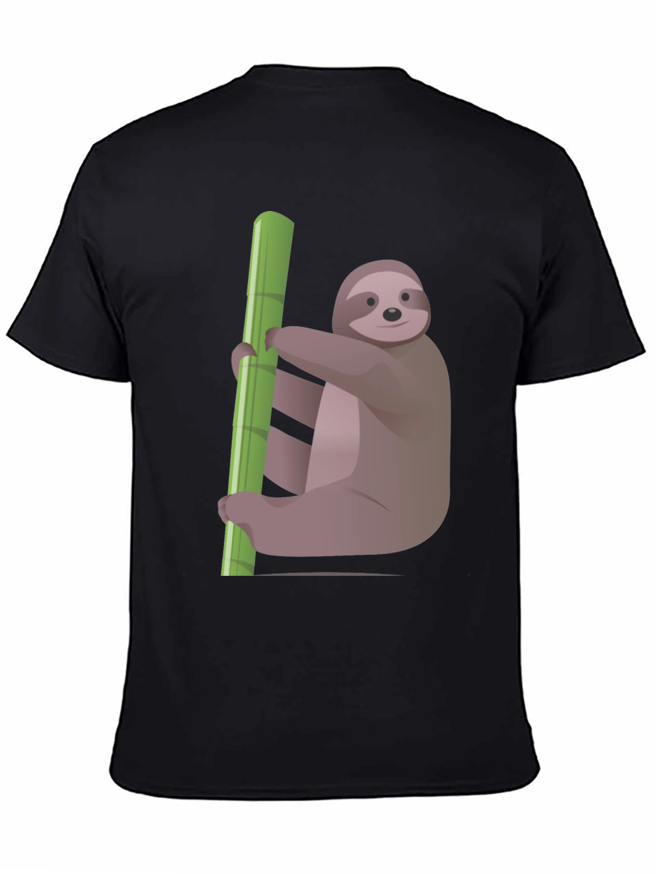 Cute Sloth Hugging Bamboo T-Shirt - Black