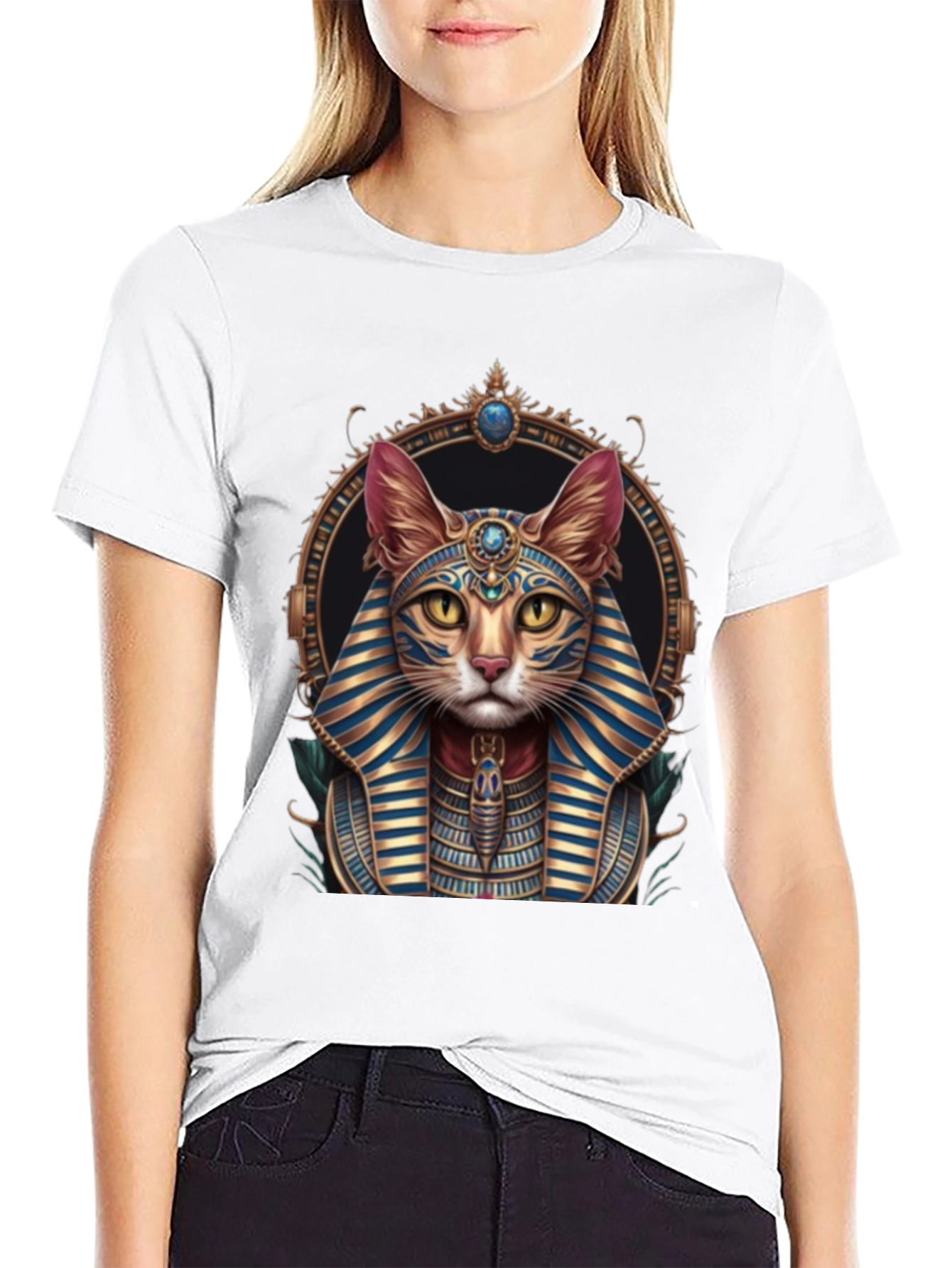 Egyptian Cat Pharaoh Graphic T-Shirt