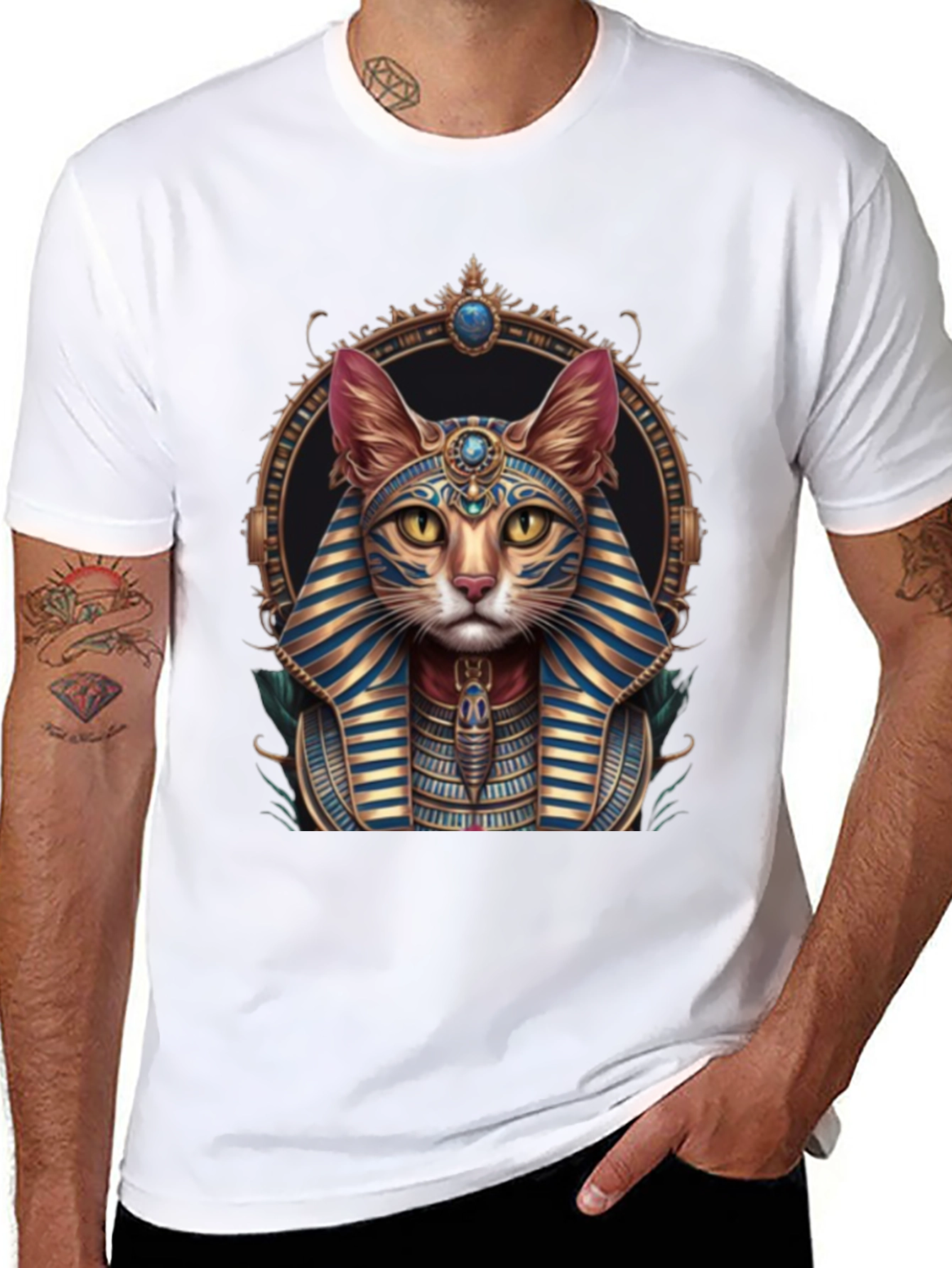 Egyptian Cat Pharaoh Graphic T-Shirt