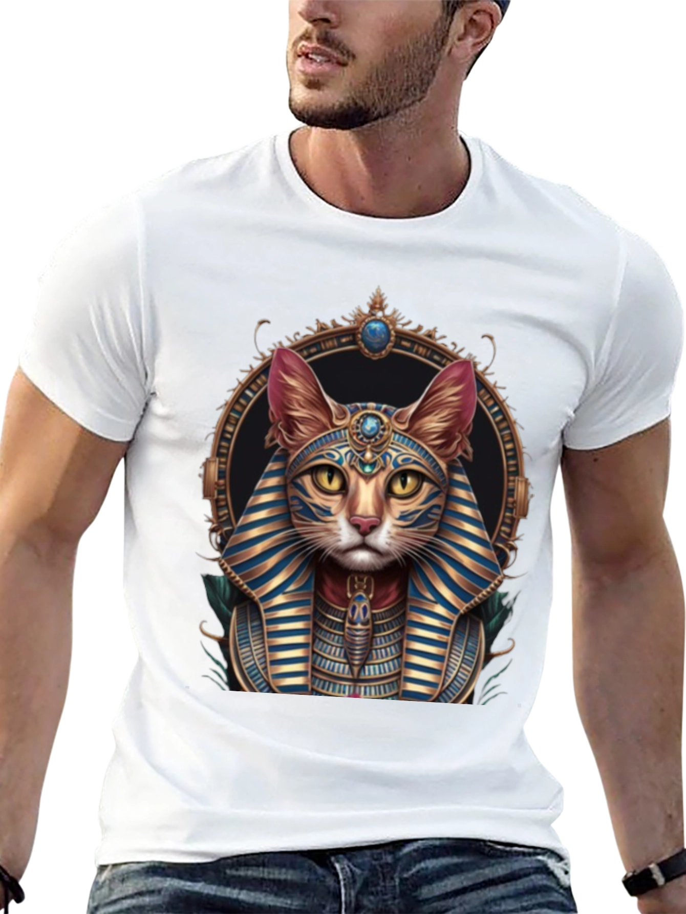 Egyptian Cat Pharaoh Graphic T-Shirt