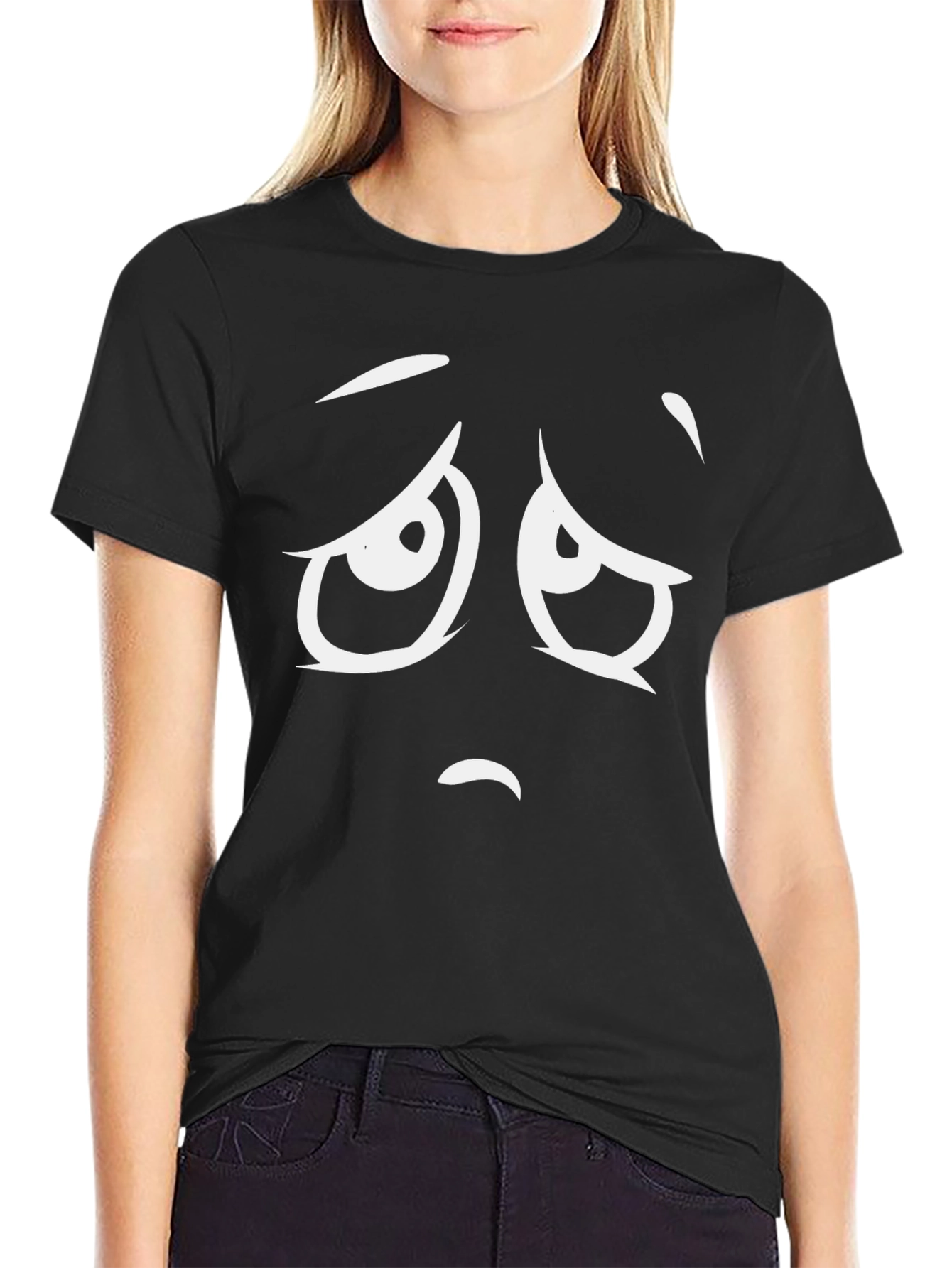 Sad Face Graphic T-Shirt - Unisex Black Tee