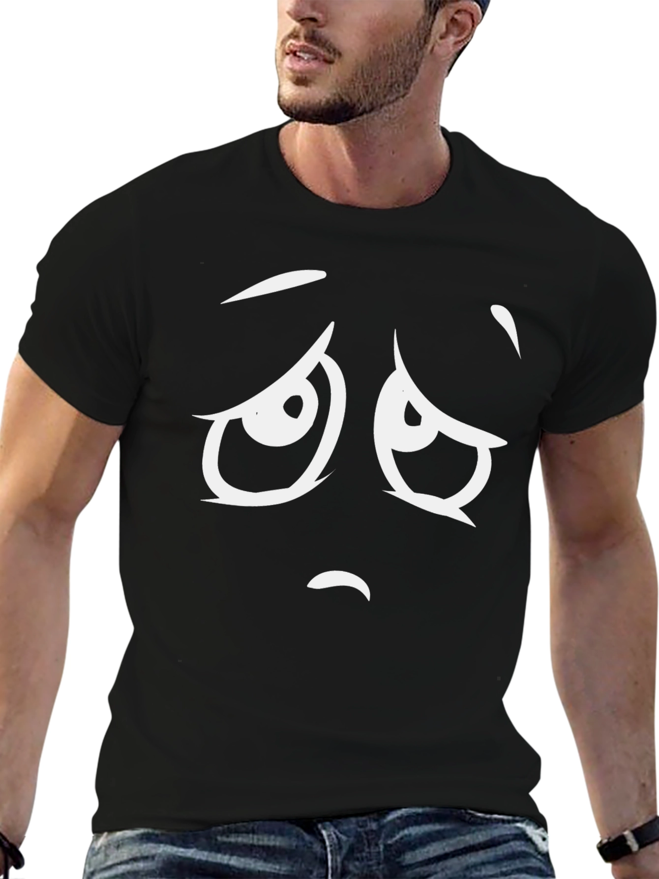 Sad Face Graphic T-Shirt - Unisex Black Tee