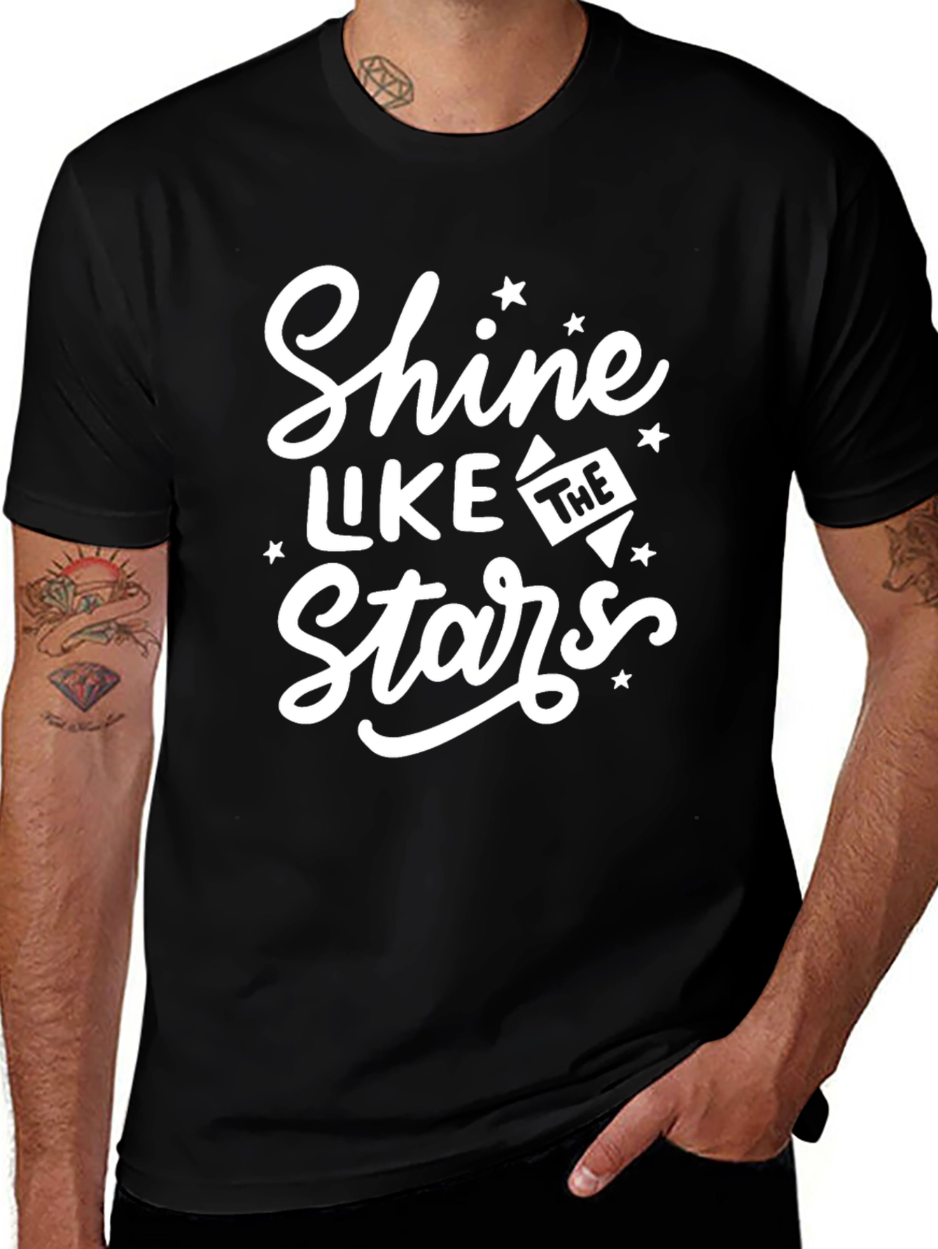 Shine Like the Stars Graphic Black T-Shirt