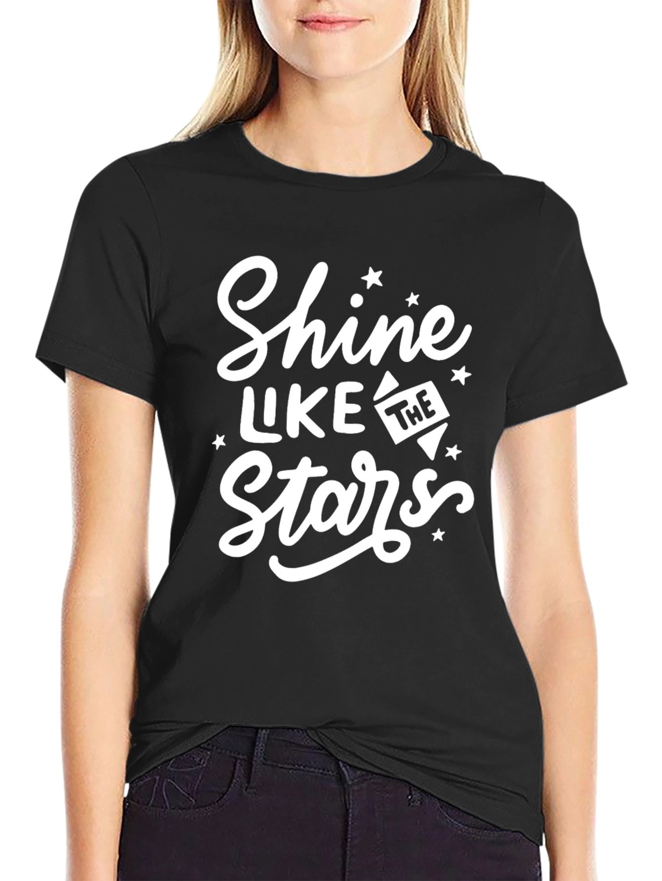 Shine Like the Stars Graphic Black T-Shirt