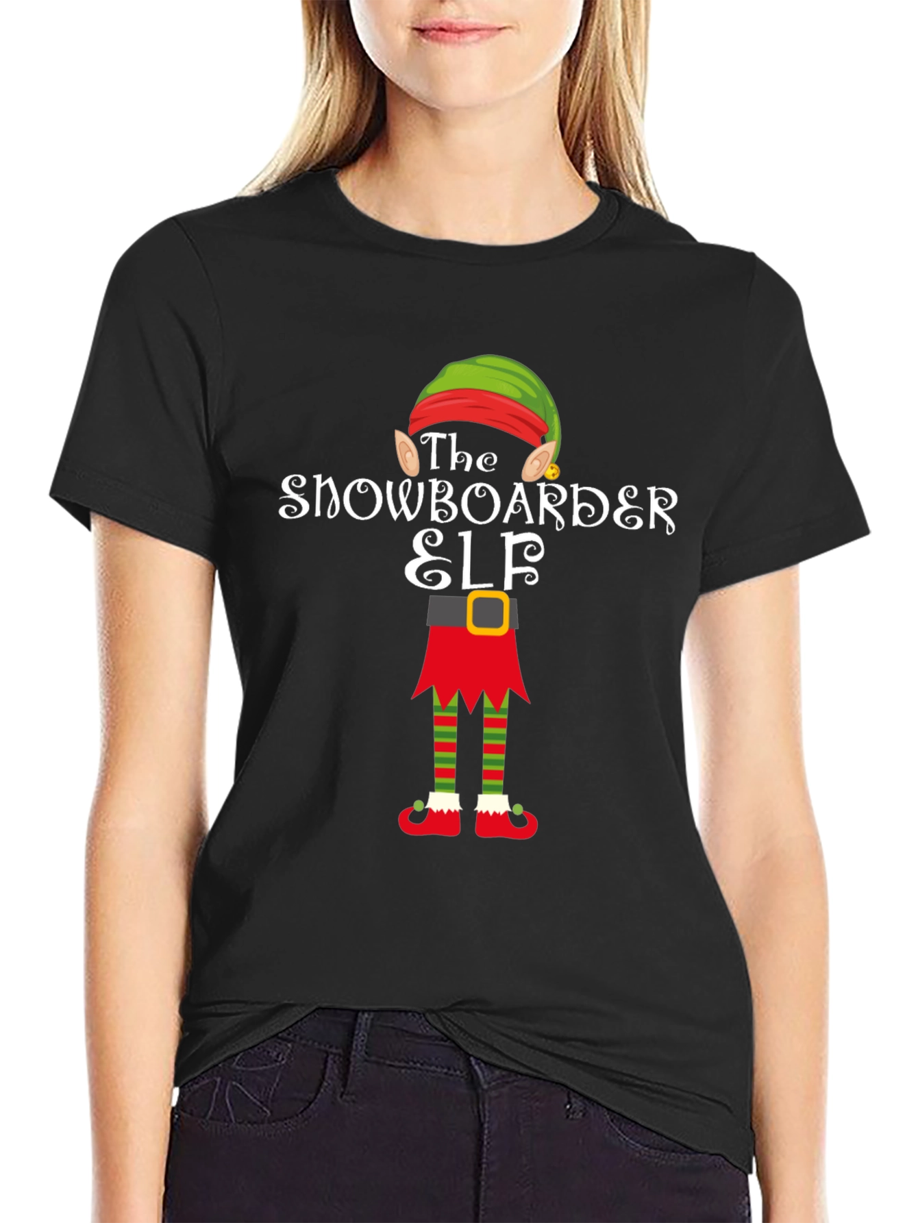 Snowboarder Elf Holiday Graphic Tee