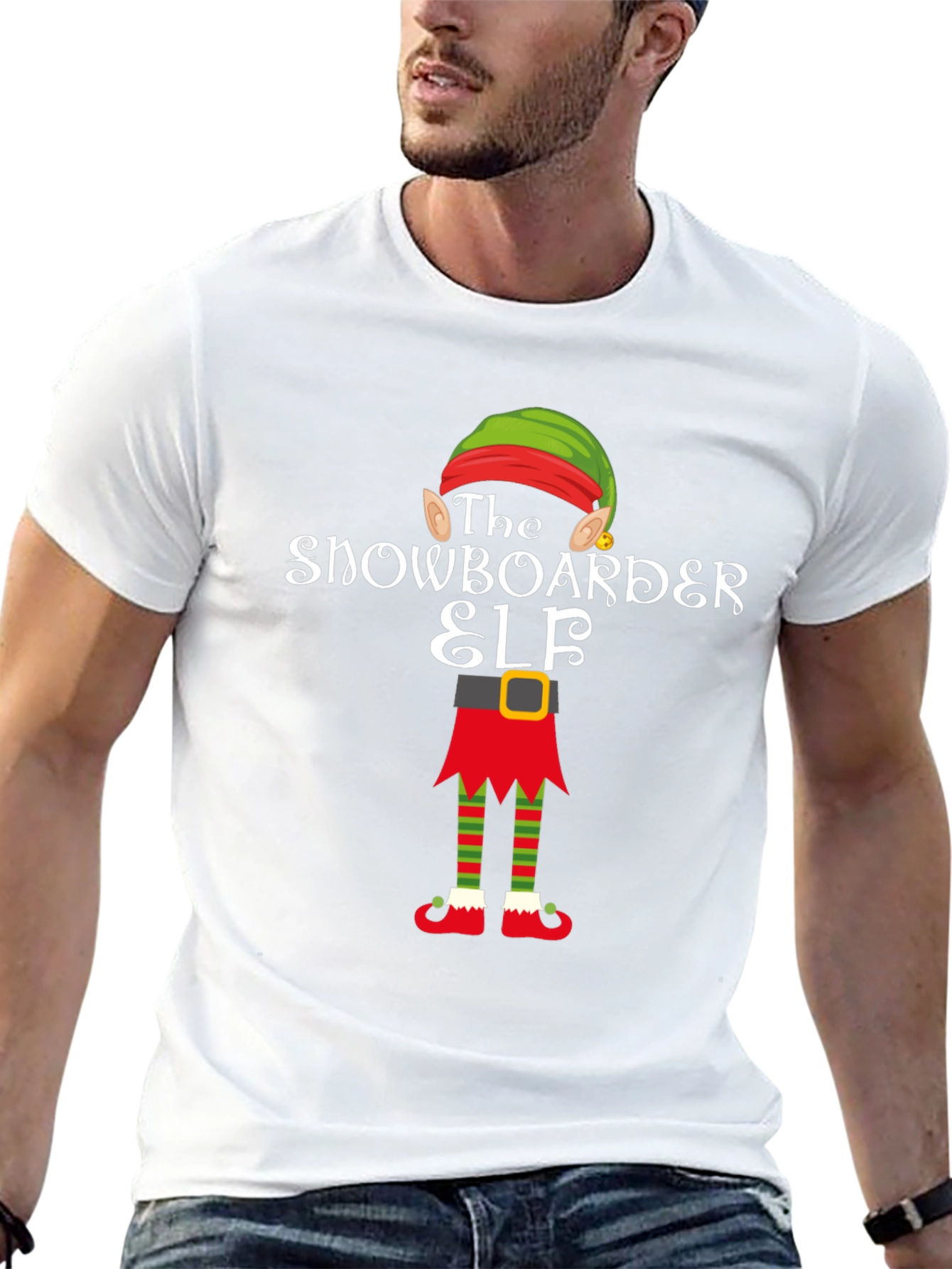 Snowboarder Elf Holiday Graphic Tee